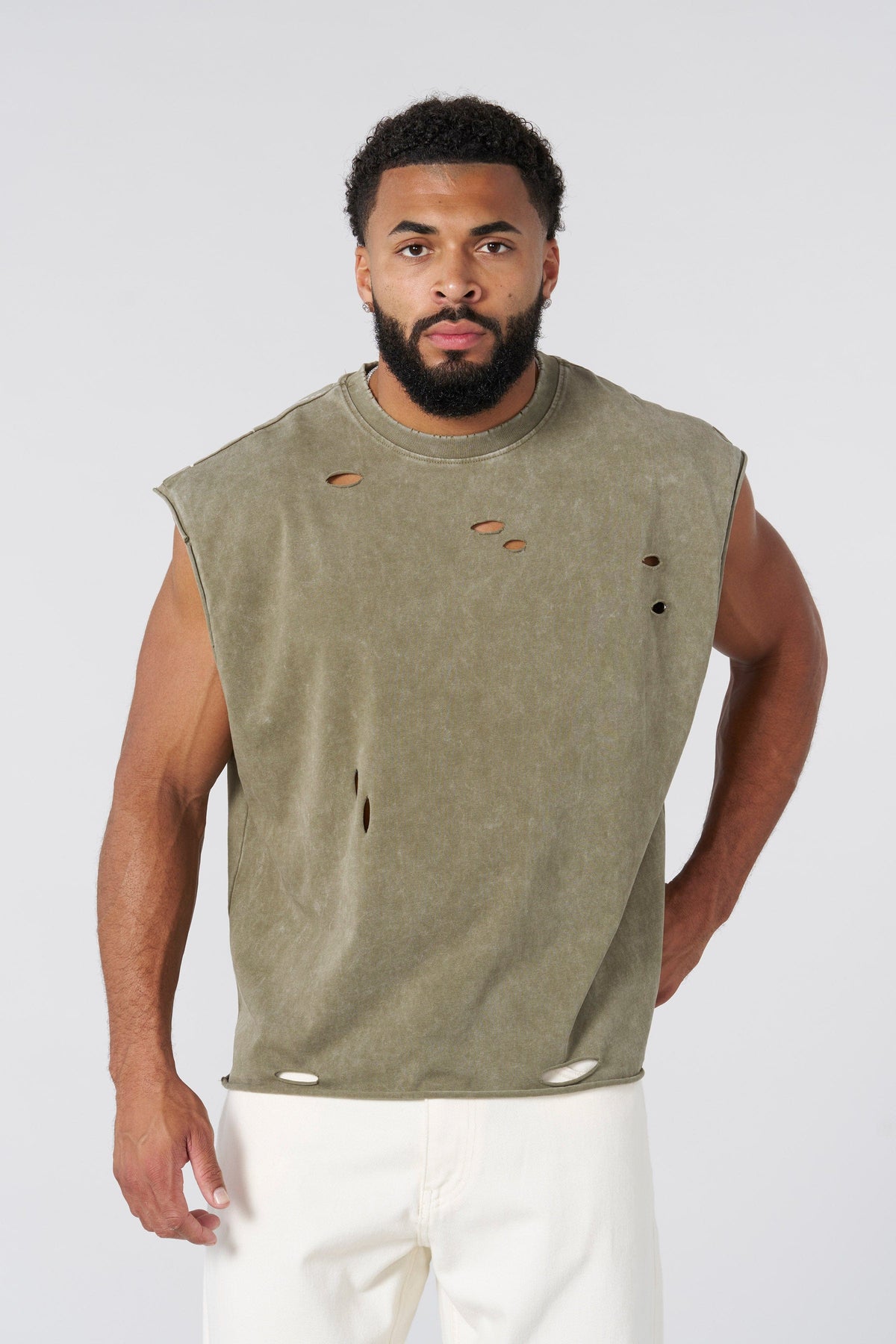 YoungLA 3022 - Anarchy Cropped Tanks 'Olive Wash'