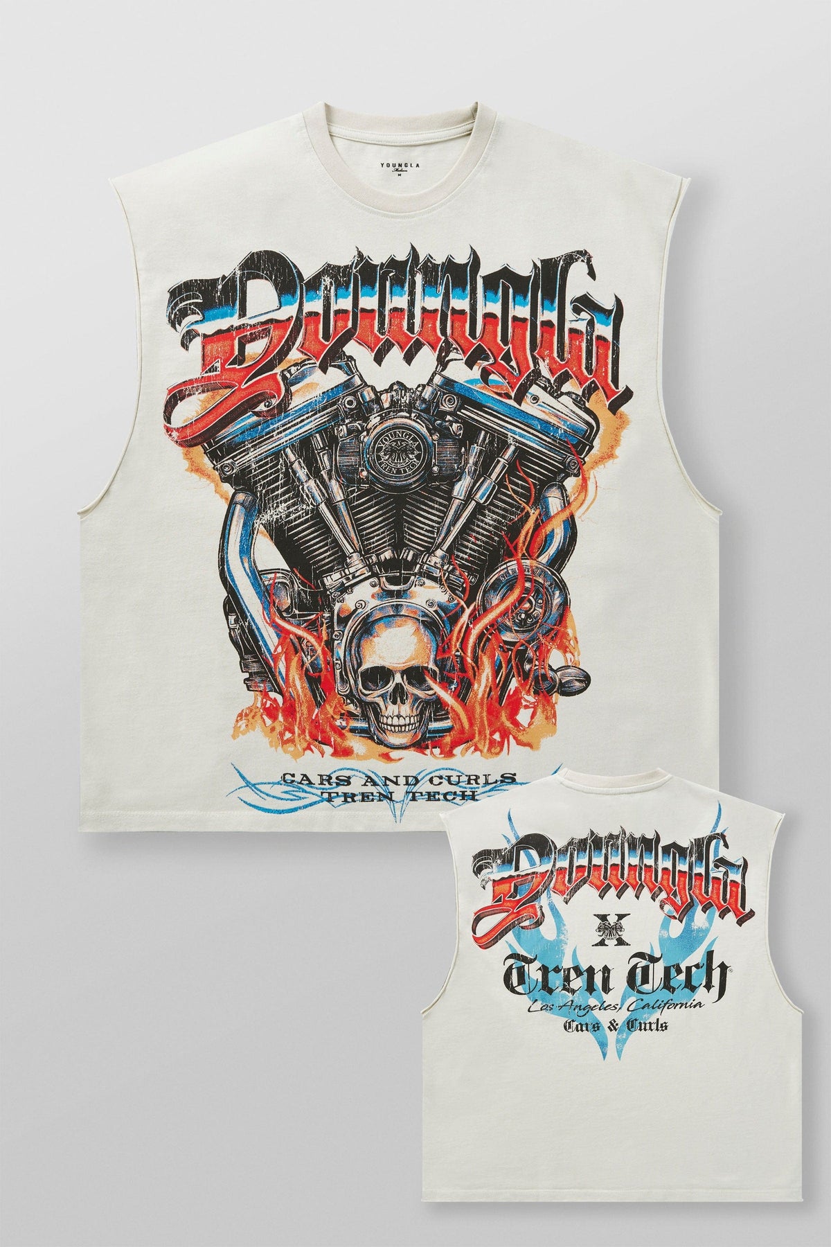 YoungLA 3032 - Cars & Curls - Cut-Offs 'Hell Ride Off-White'
