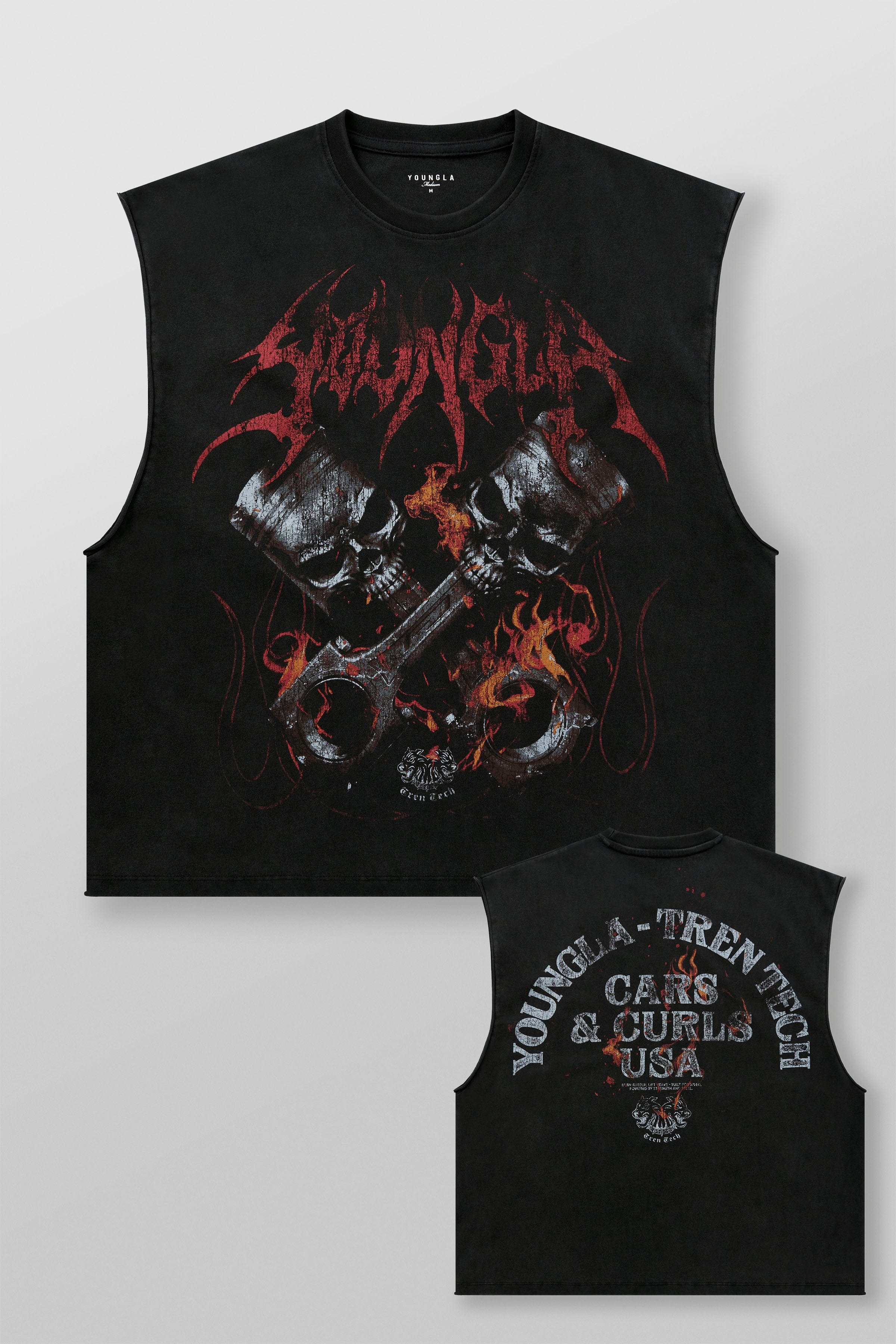 YoungLA 3032 - Cars & Curls - Cut-Offs 'Skull Pistons'