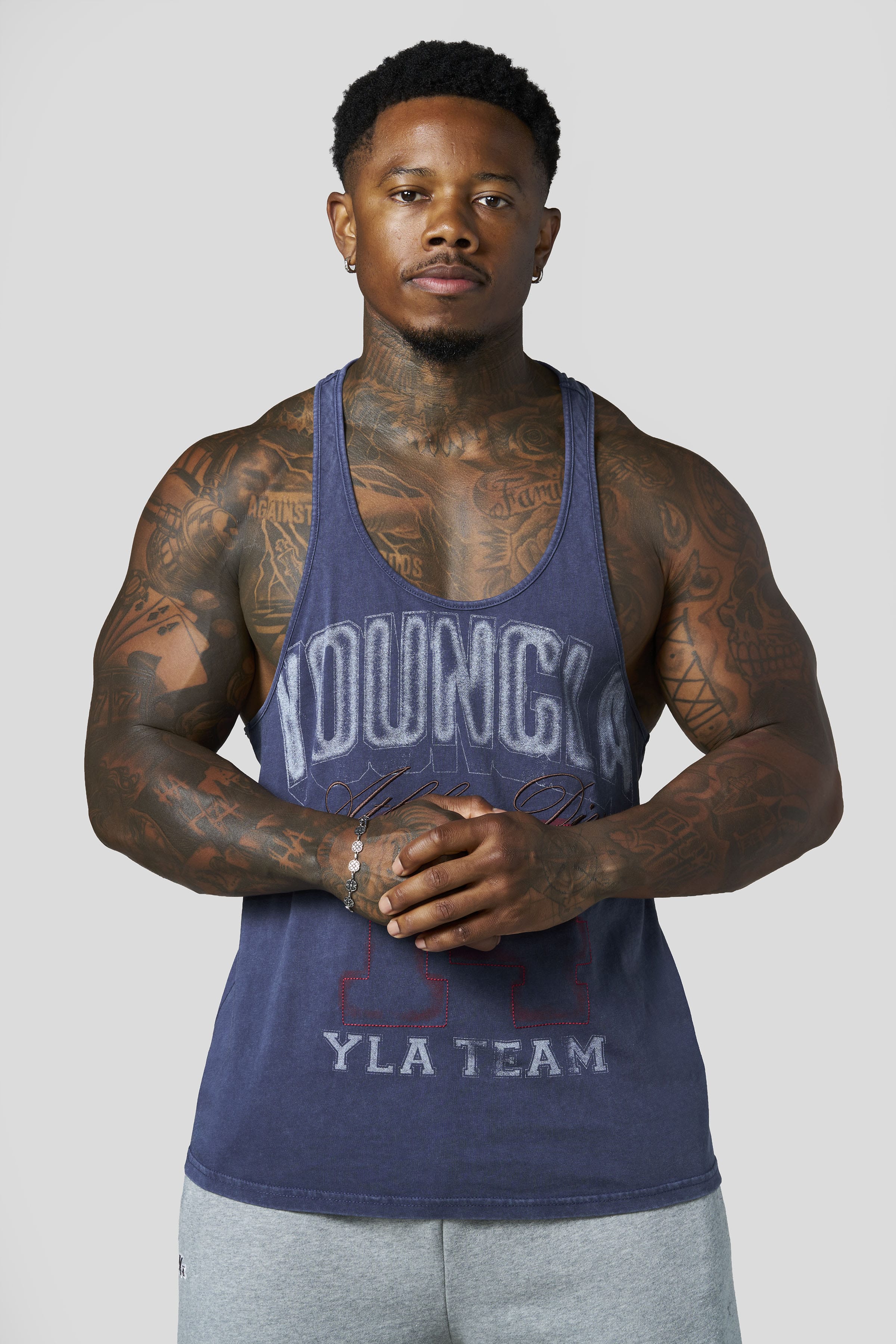YoungLA 3045 - Golden Era Athletic Stringers 'Navy'
