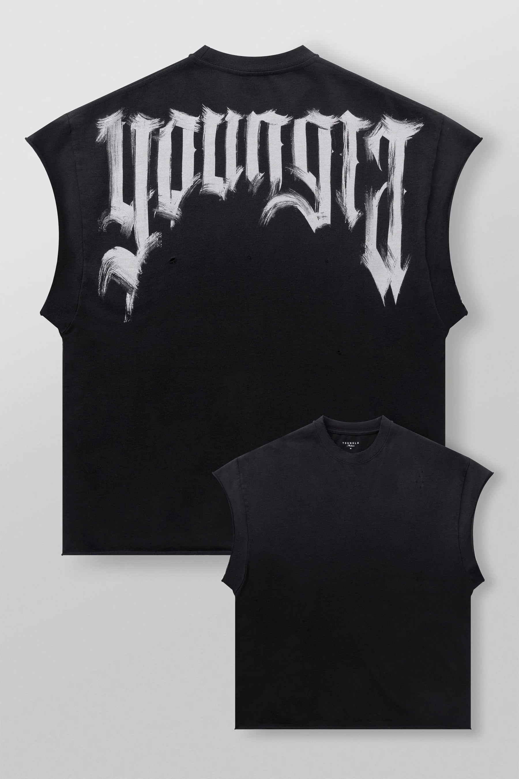 Young La 3056 - Drop Shoulder Cut-Offs 'Black Wash'