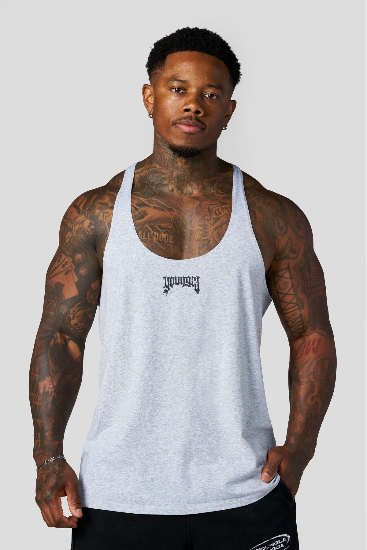 YoungLA 3074 - Thin Strap Stringers 'Heather Grey'
