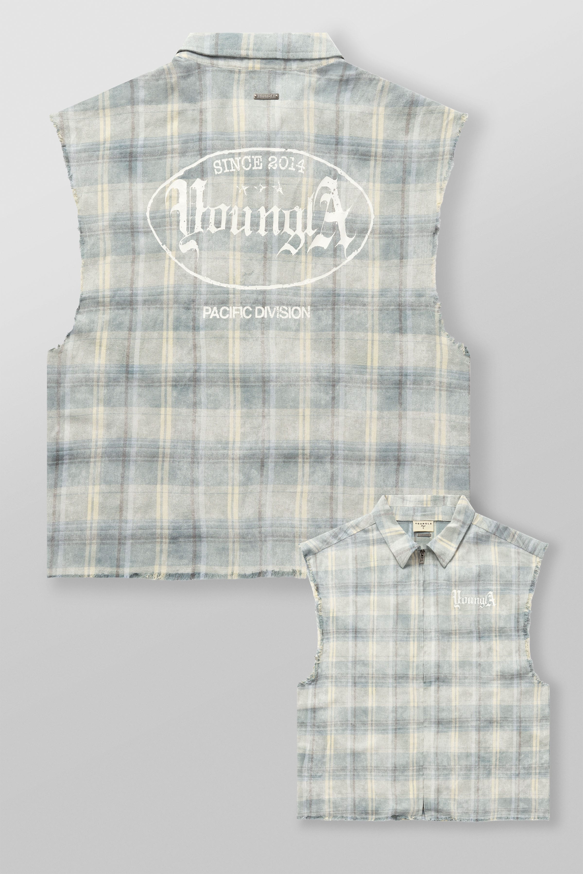 YoungLA 3091 - Cut-Offs Flannels 'Blue Off-White'