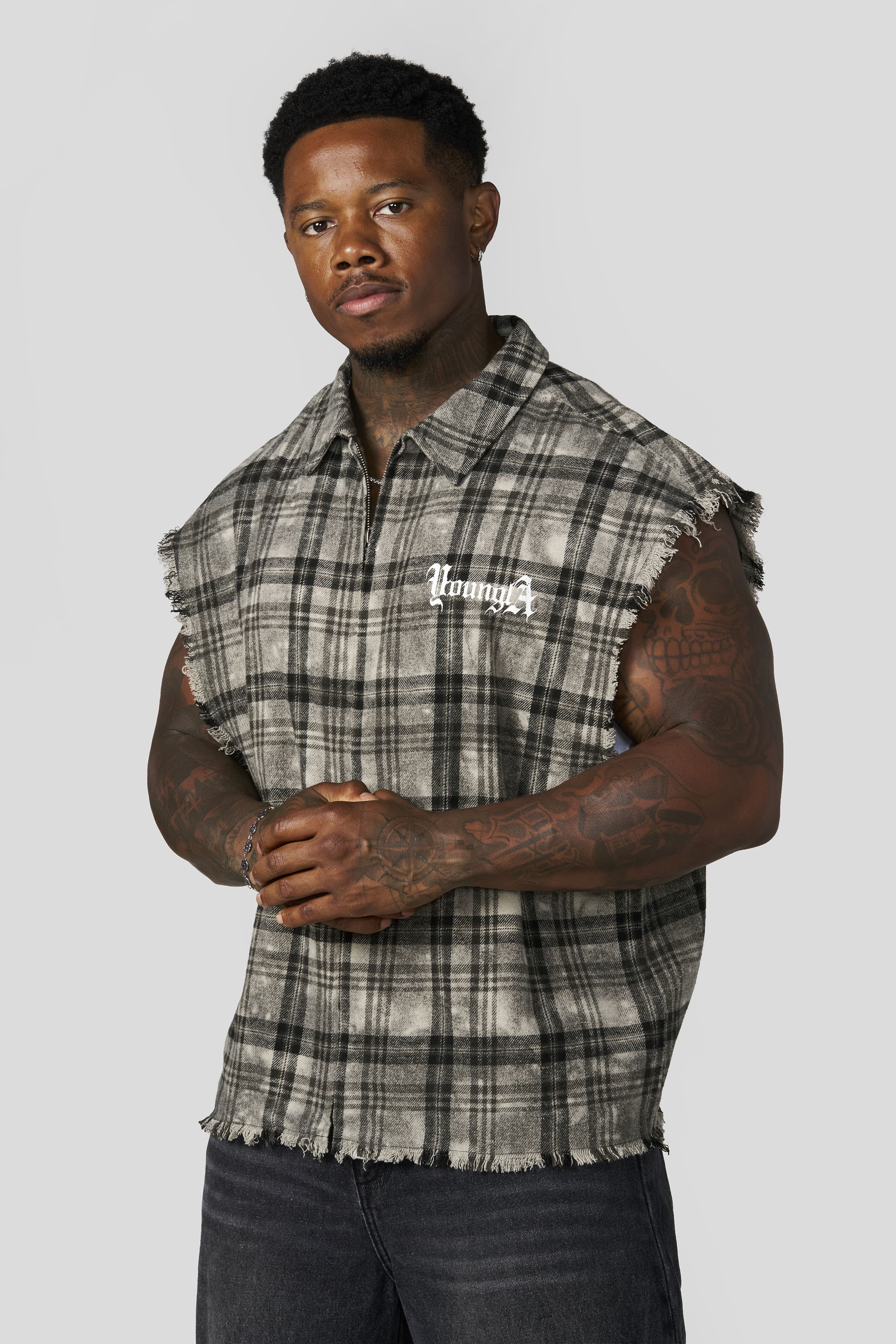 YoungLA 3091 - Cut-Offs Flannels 'Grey Black'