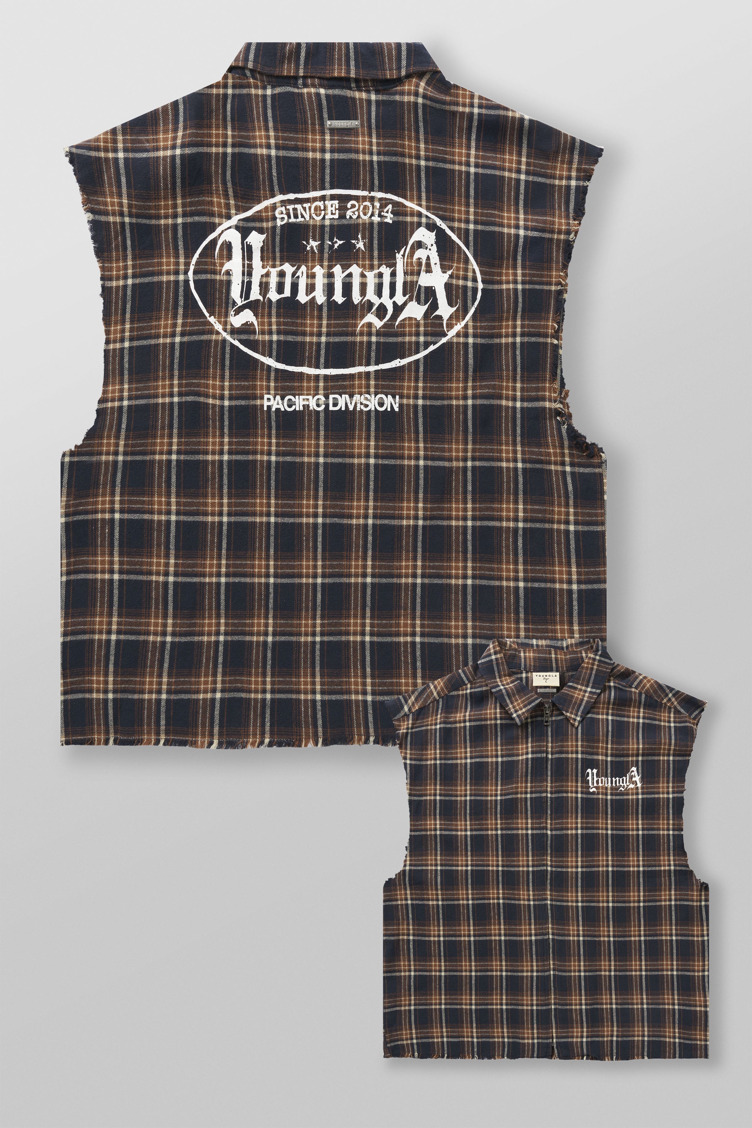 YoungLA 3091 - Cut-Offs Flannels 'Navy Brown'