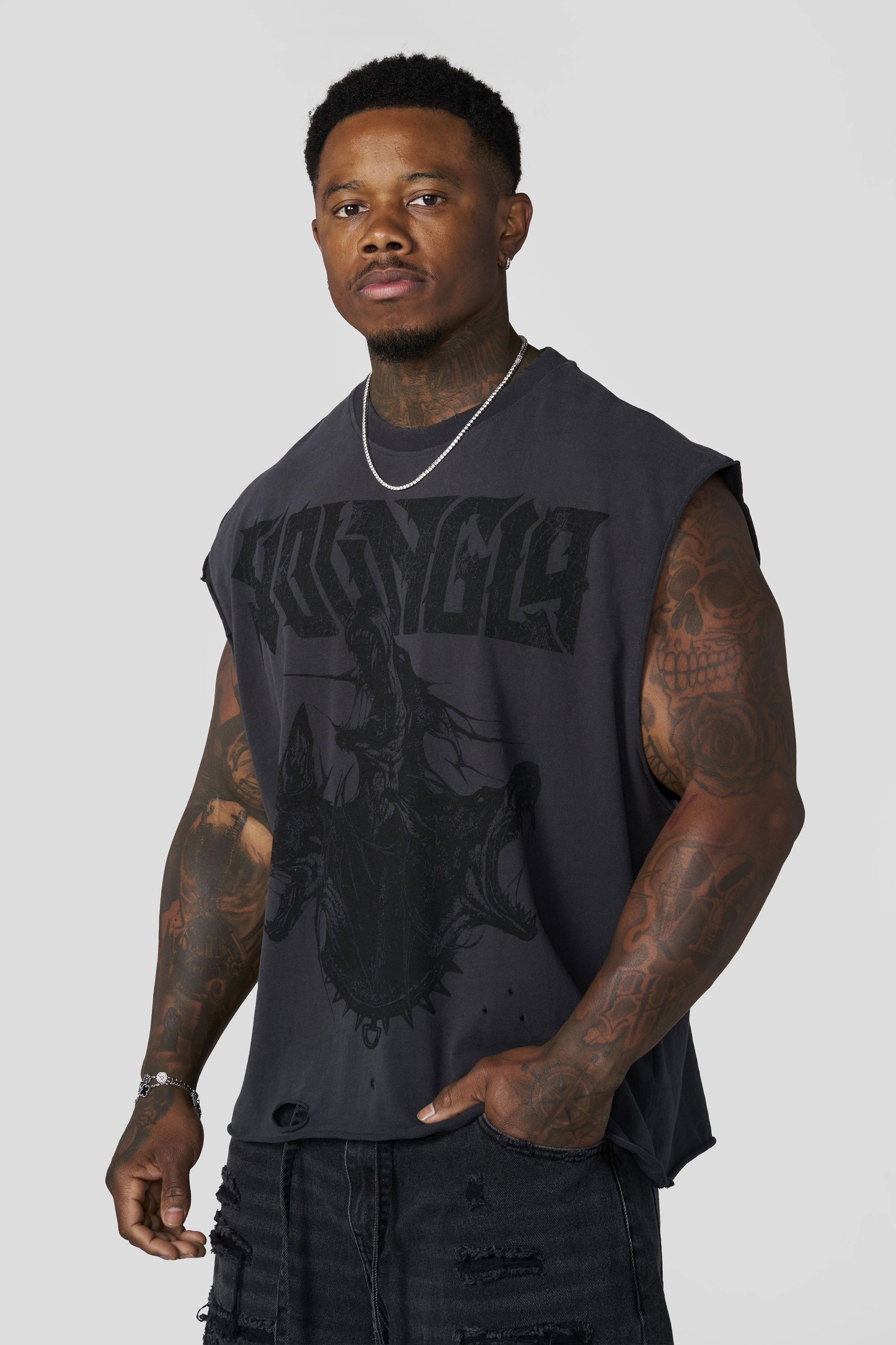YoungLA 3093 - Unleashed Cut-Offs 'Charcoal Wash'