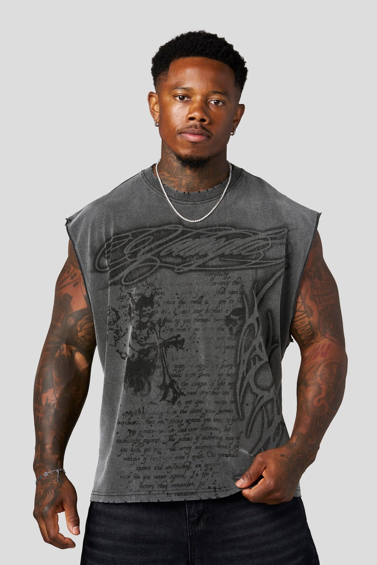 YoungLA 3095 - Sacred Sigil Cut-Offs 'Black Wash'