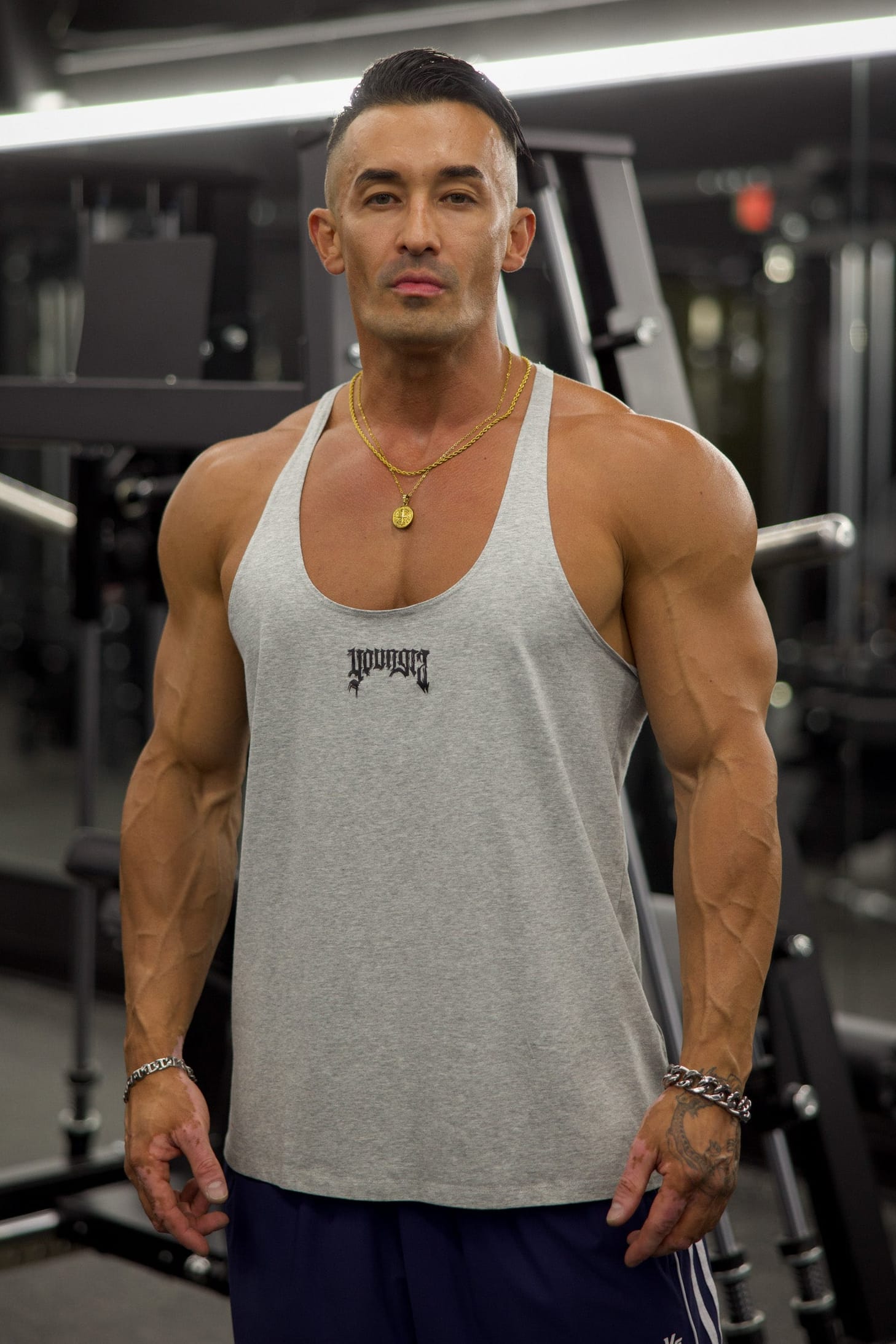 YoungLA 3074 - Thin Strap Stringers 'Heather Grey'