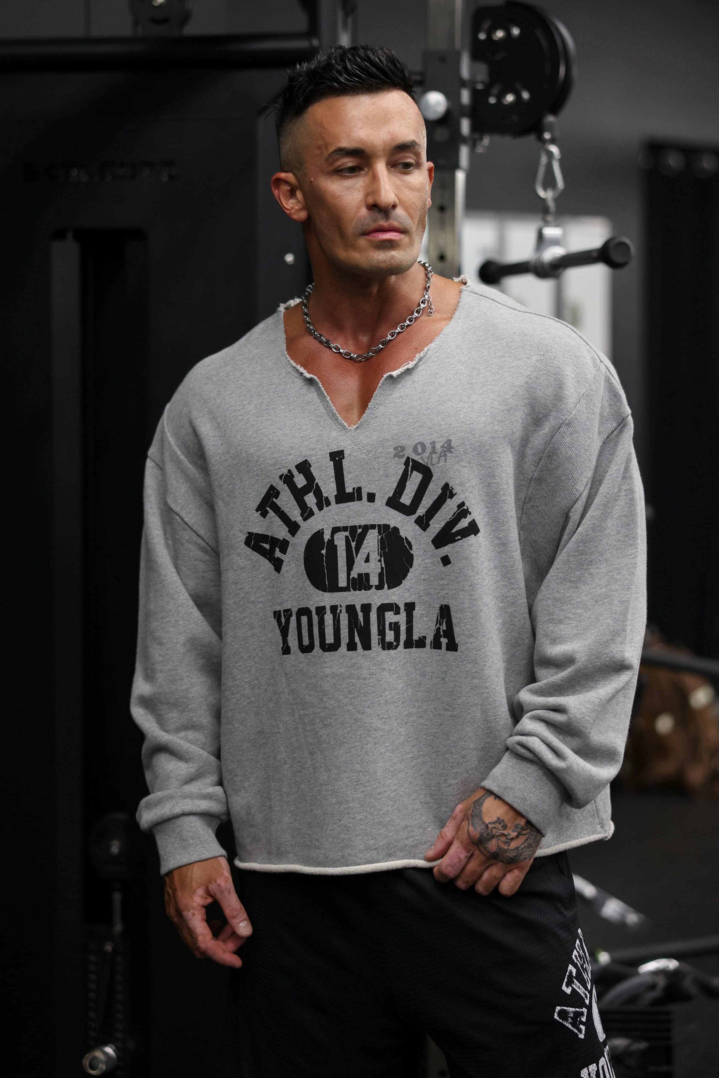 YoungLA 8098 - Golden Era Pump Cover Crewneck 'Heather Grey'