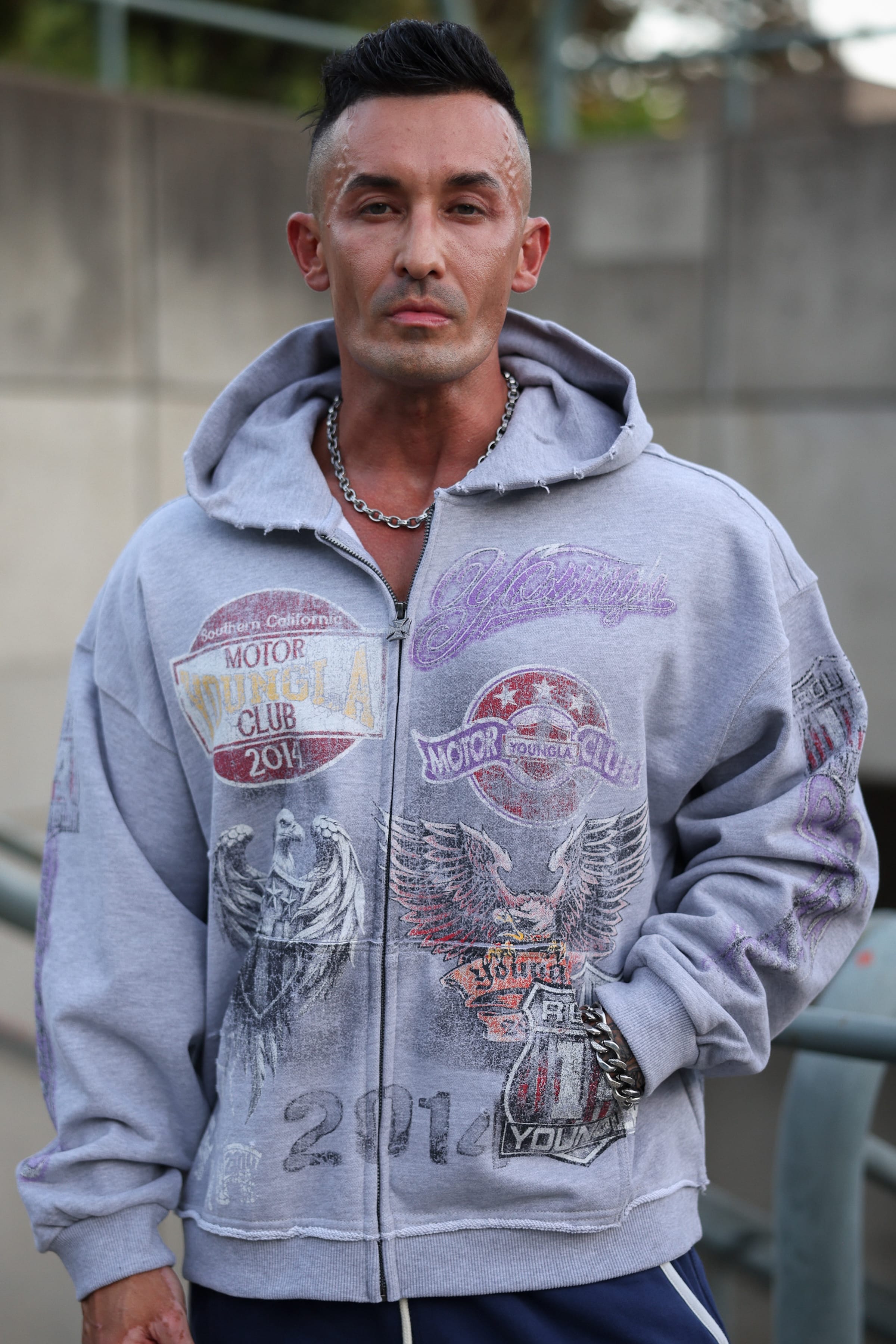 YoungLA 5201 - Moto Zip-Ups 'Heather Grey'