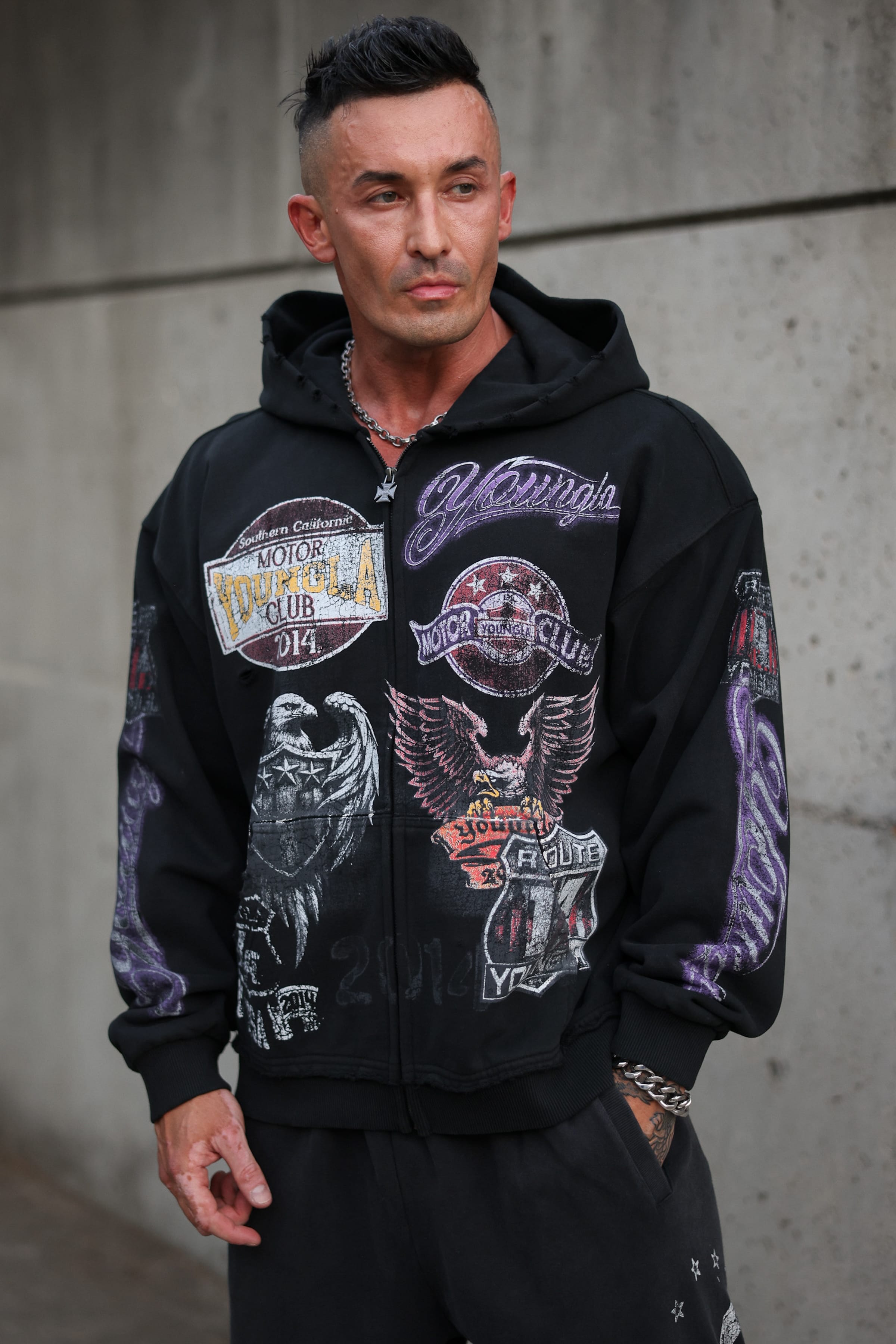 YoungLA 5201 - Moto Zip-Ups 'Black Wash'