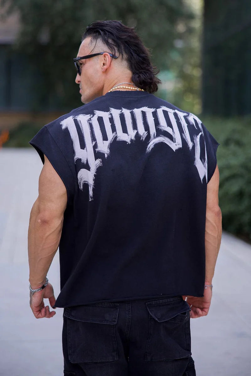 Young La 3056 - Drop Shoulder Cut-Offs 'Black Wash'