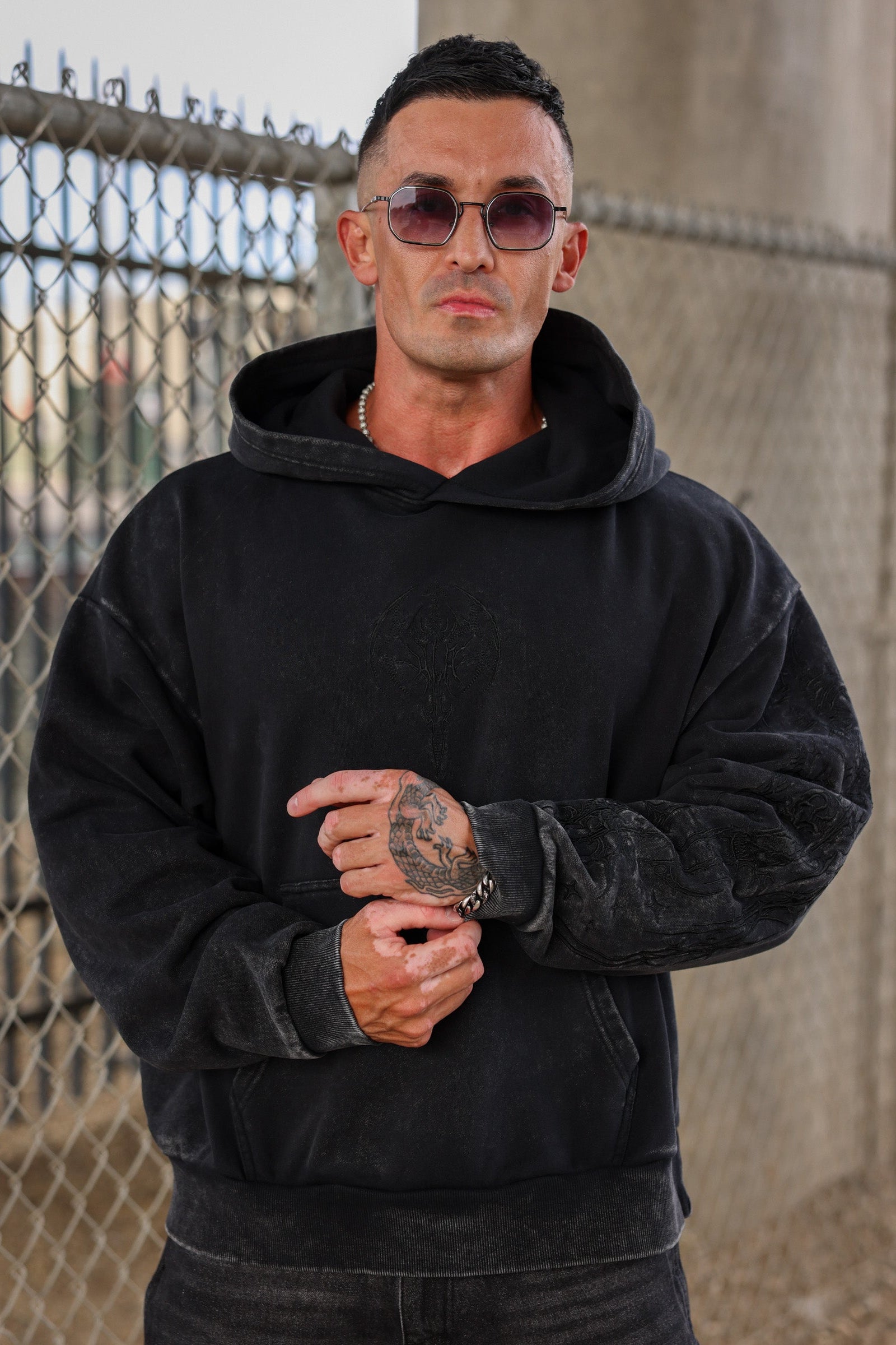 YoungLA 5234 - Sigil Crest Hoodies 'Black Wash'
