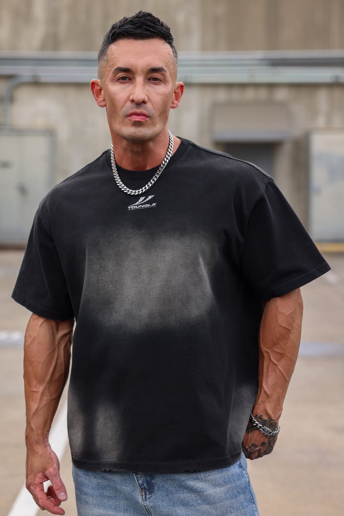 YoungLA 4212 - Heavyweight Tees 'Black Wash'