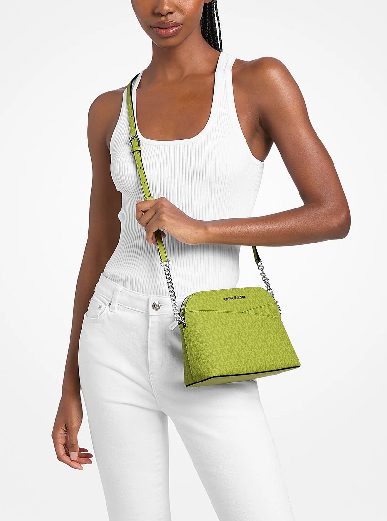 Michael Kors Jet Set Travel Medium Logo Dome Crossbody Bag 'Lime'