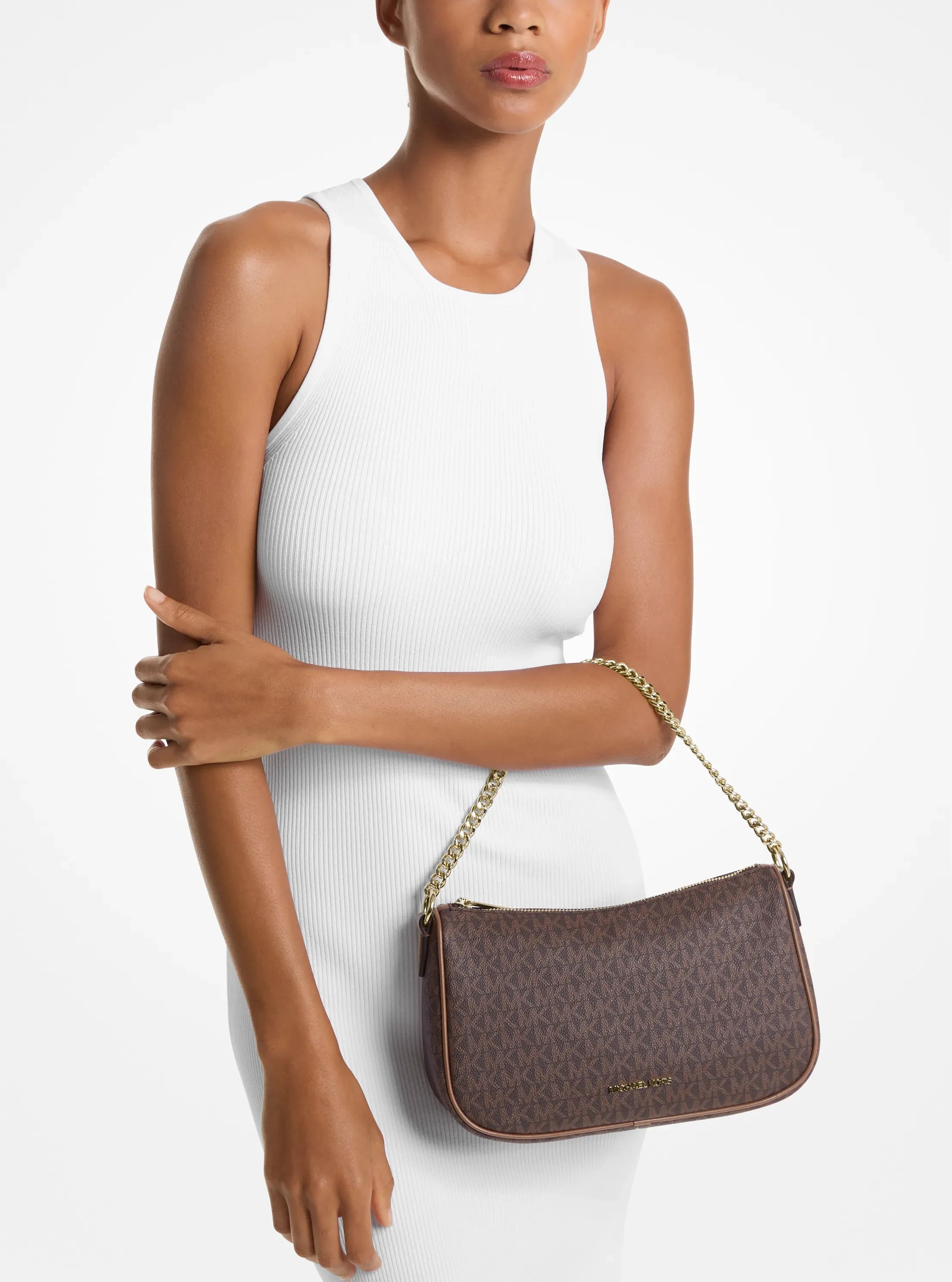 Michael Kors Carmela Medium Signature Logo Convertible Crossbody Bag 'Brown'