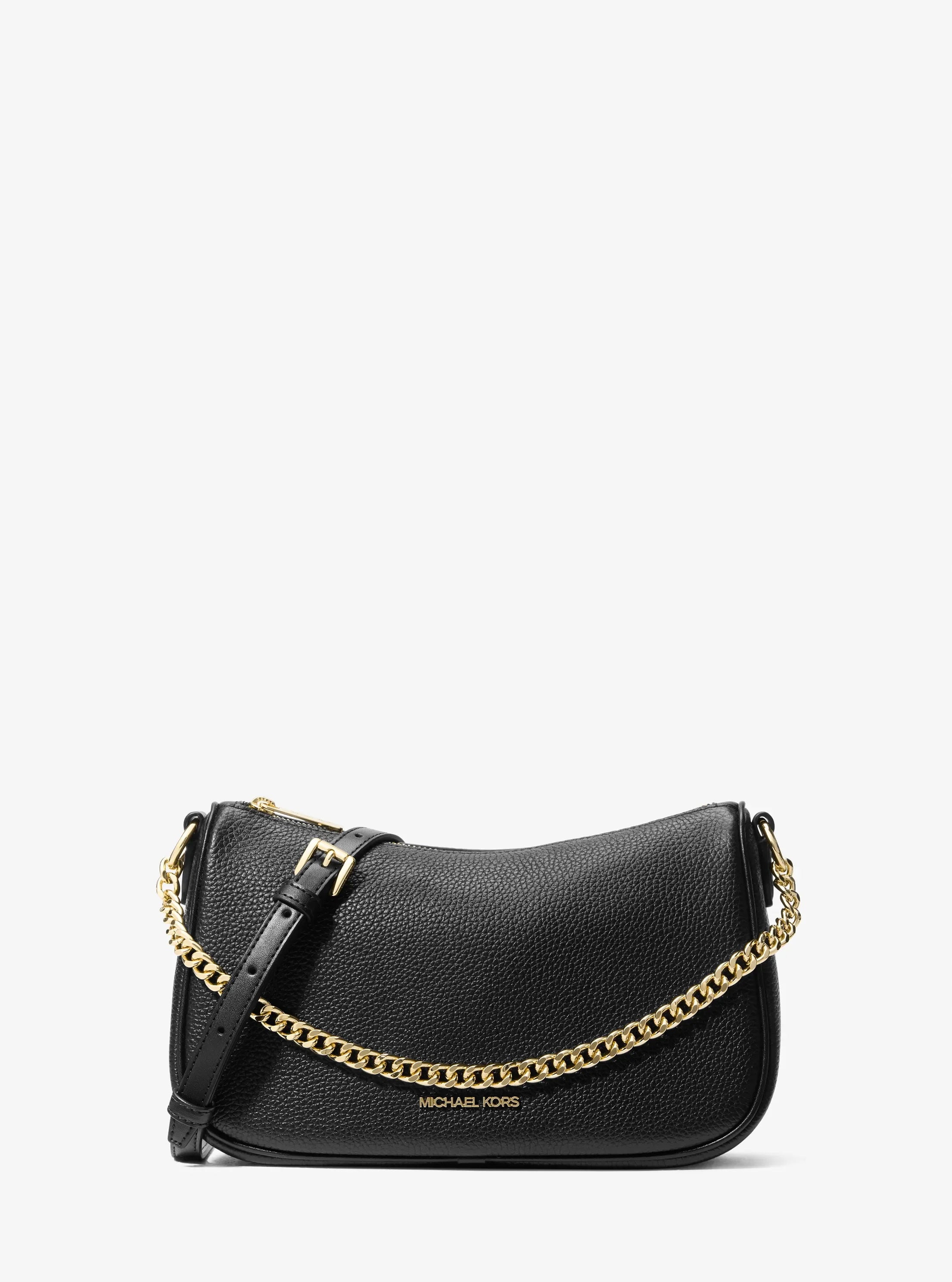 Michael Kors Carmela Medium Pebbled Leather Convertible Crossbody Bag 'Black'
