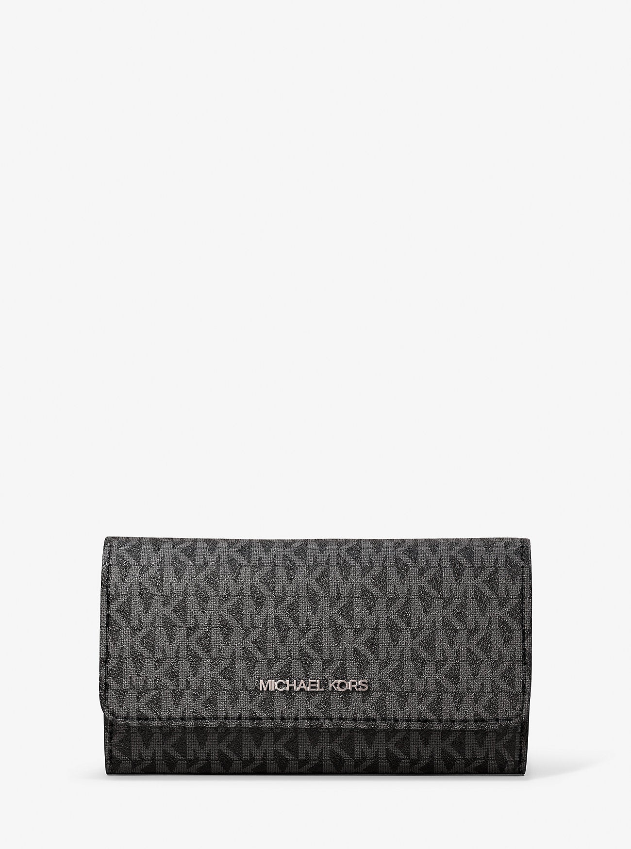 Jet Set Large Signature Logo Tri-Fold Wallet BLACK