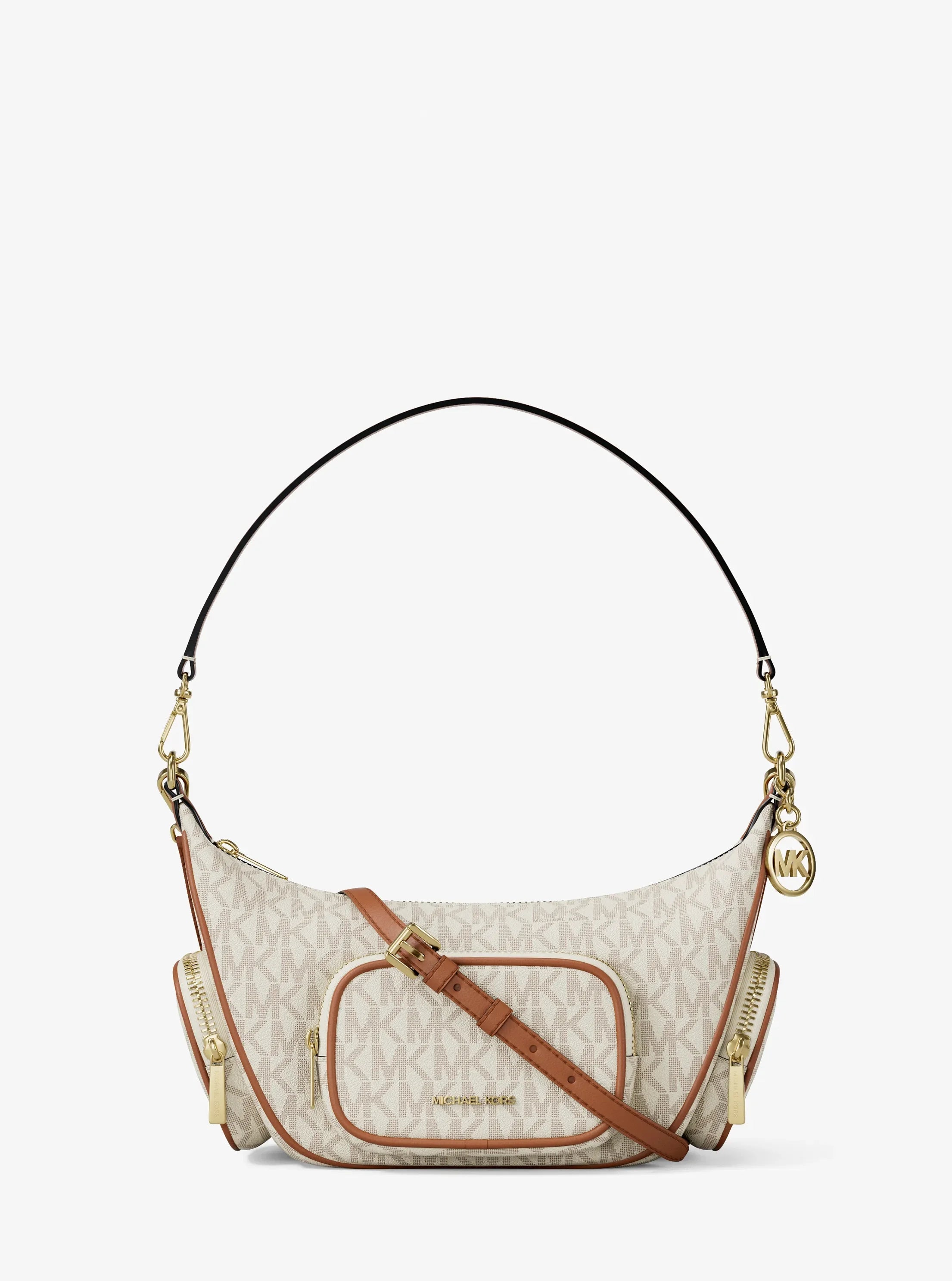 Michael Kors Merritt Small Signature Logo Convertible Shoulder Bag 'Vanilla'