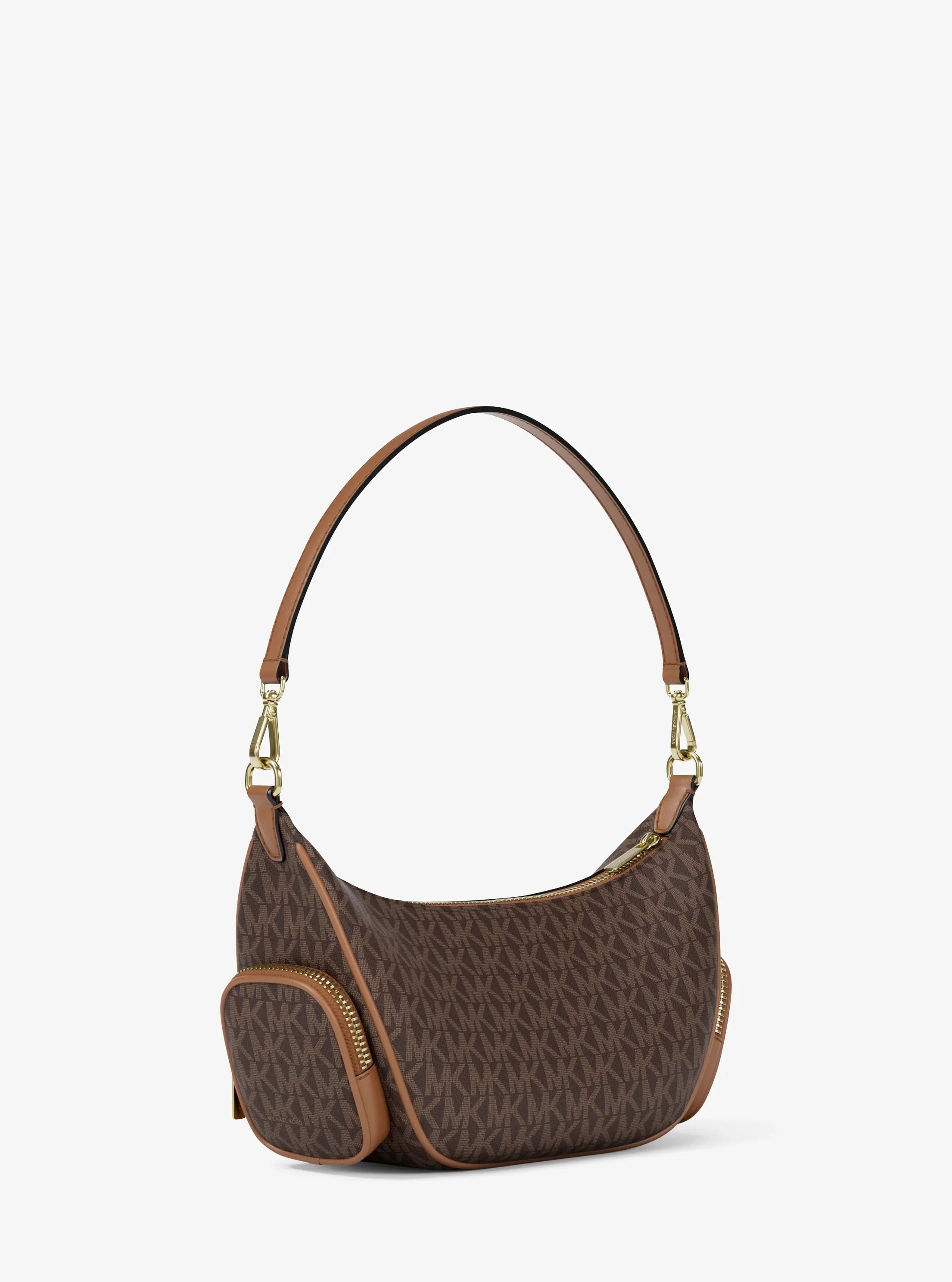 Michael Kors Merritt Small Signature Logo Convertible Shoulder Bag 'Brown'