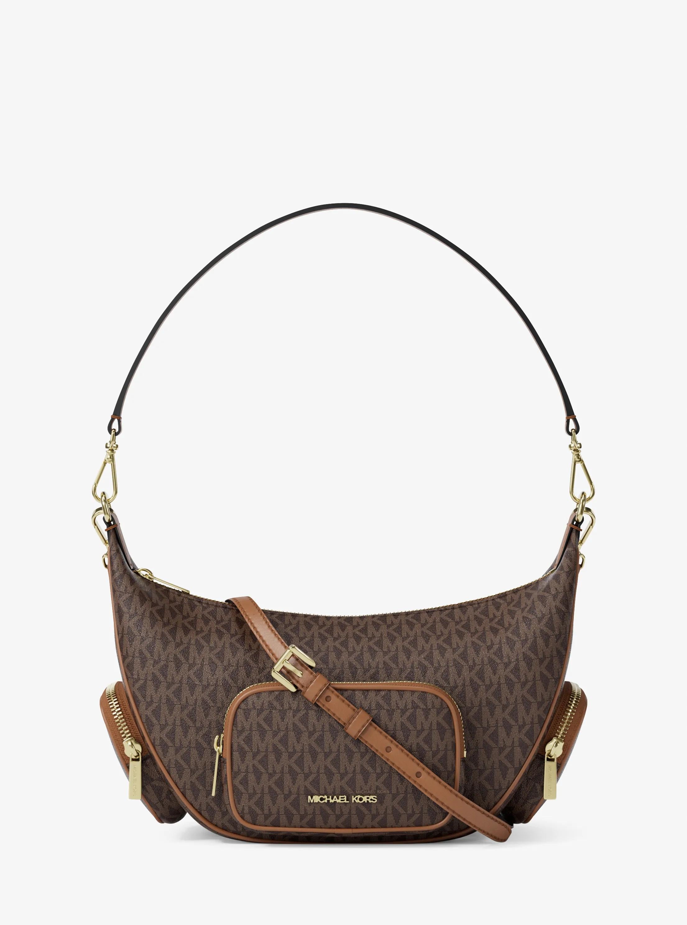 Michael Kors Merritt Small Signature Logo Convertible Shoulder Bag 'Brown'
