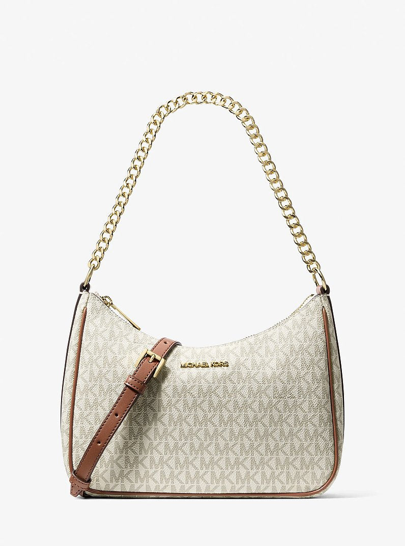 Michael Kors Jet Set Travel Large Signature Logo Convertible Crossbody Bag 'Vanilla'