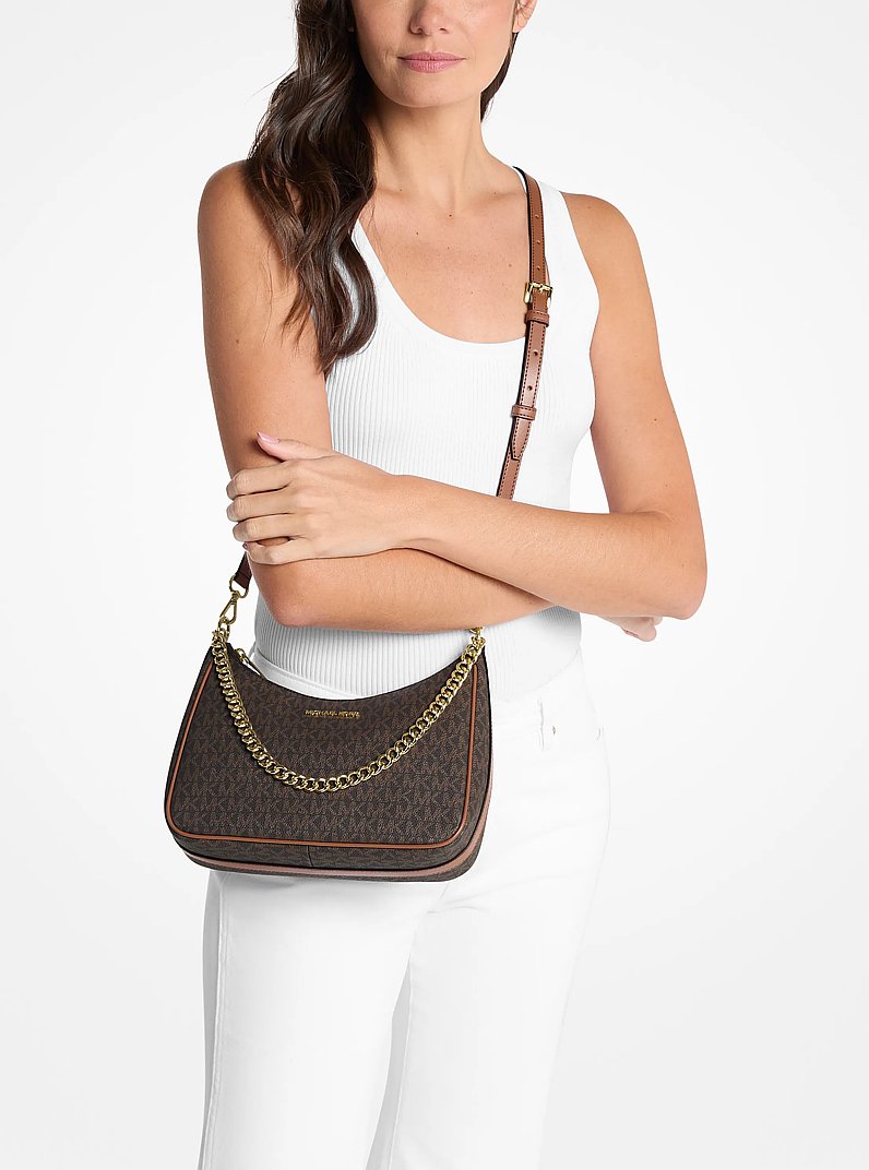 Michael Kors Jet Set Travel Large Signature Logo Convertible Crossbody Bag 'Brown'
