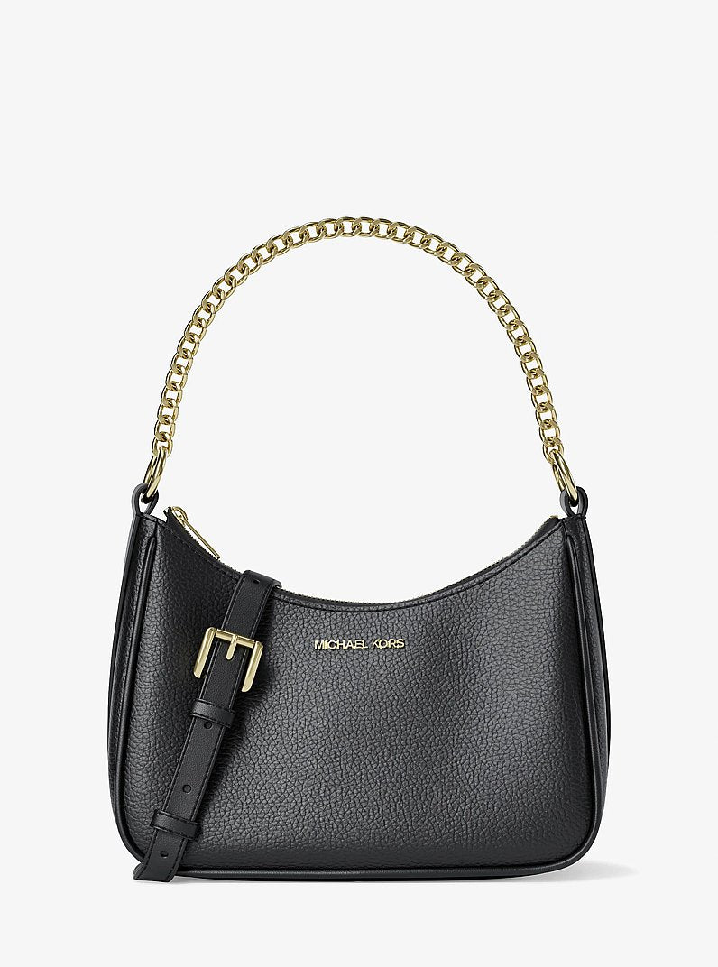 Michael Kors Jet Set Large Pebbled Leather Convertible Crossbody Bag 'Black'