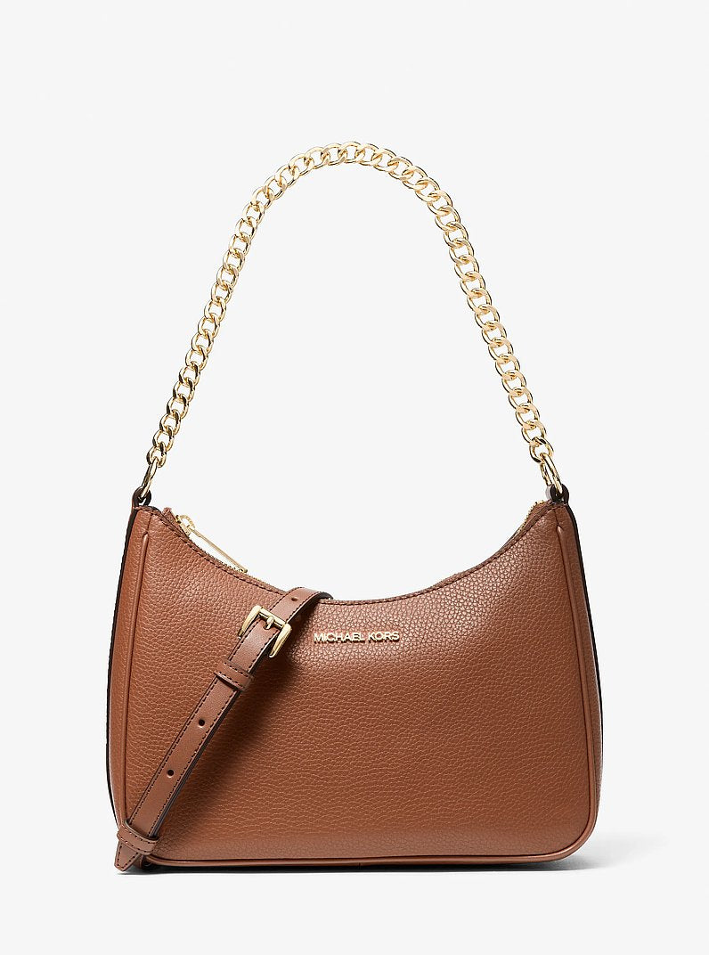 Michael Kors Jet Set Large Pebbled Leather Convertible Crossbody Bag 'Luggage'