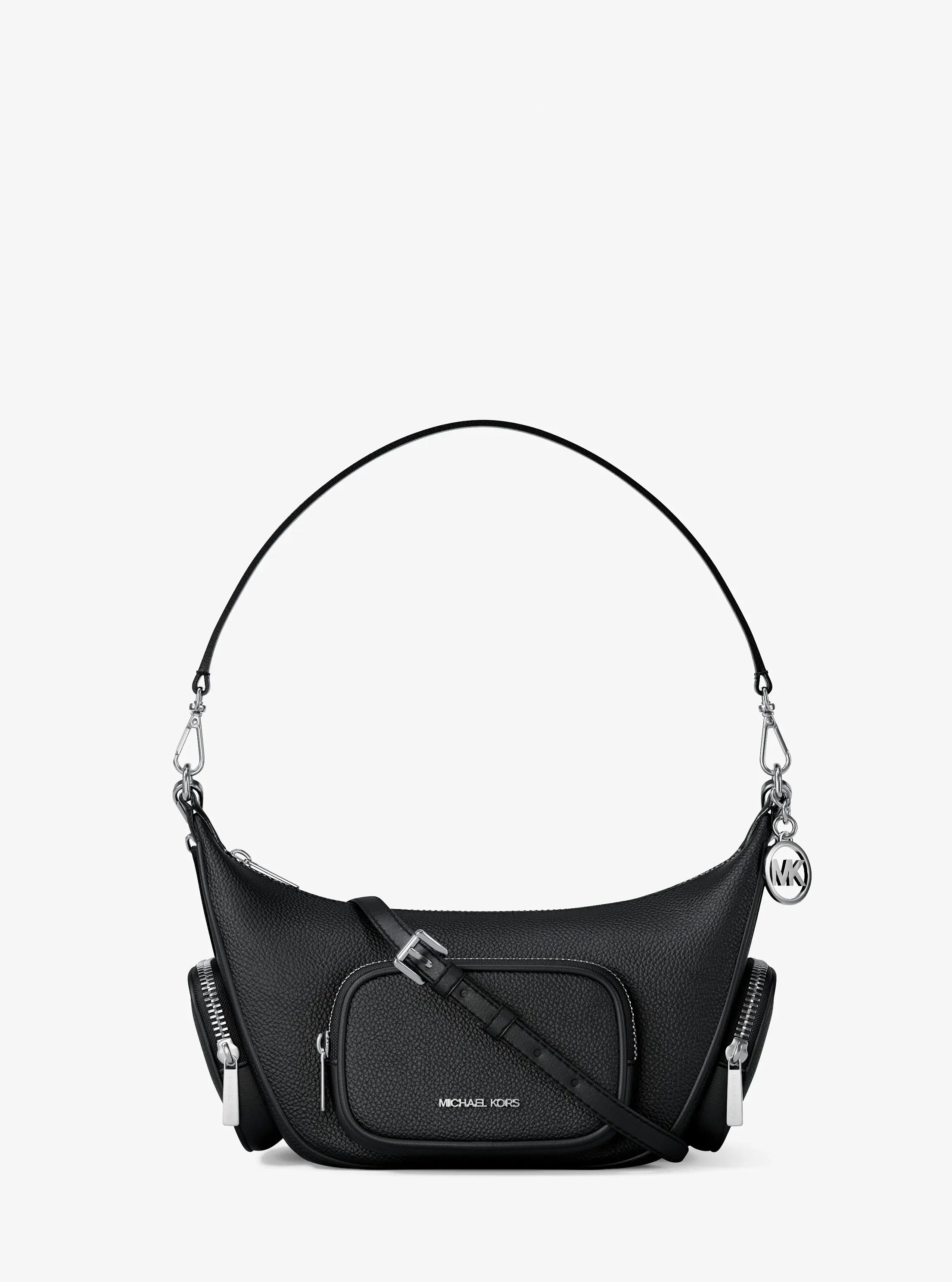 Michael Kors Merritt Small Pebbled Leather Convertible Crossbody Bag 'Black'