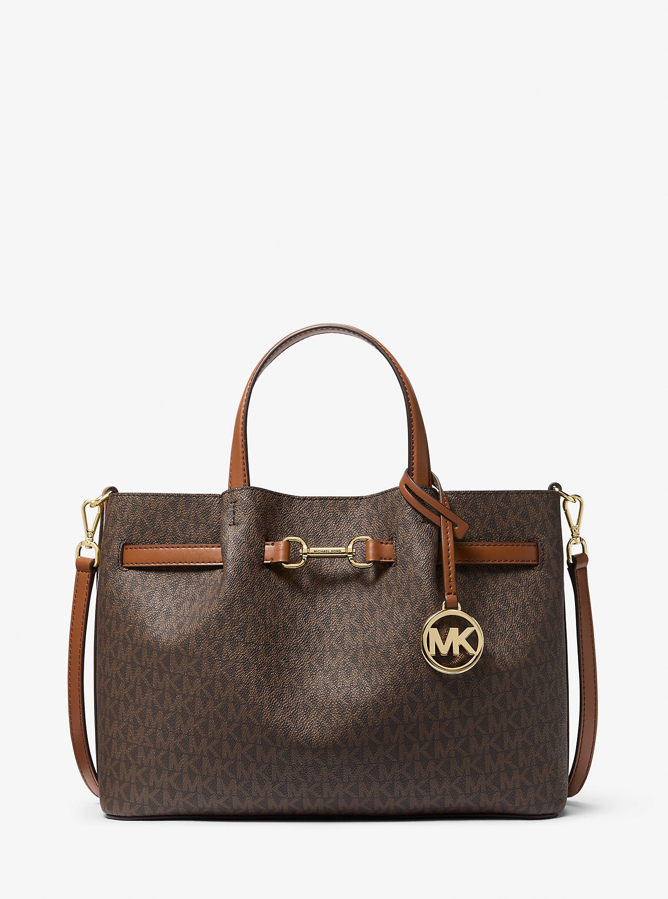Carson Medium Signature Logo Satchel BROWN