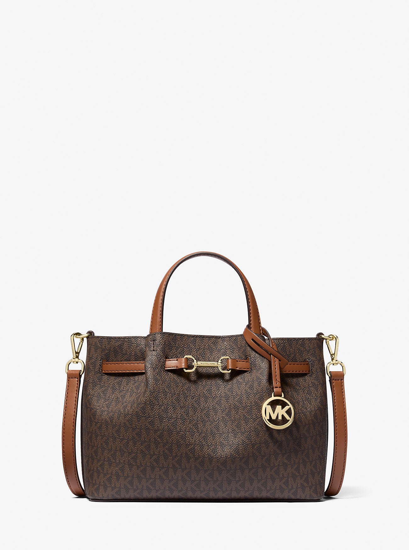 Carson Small Signature Logo Satchel BROWN
