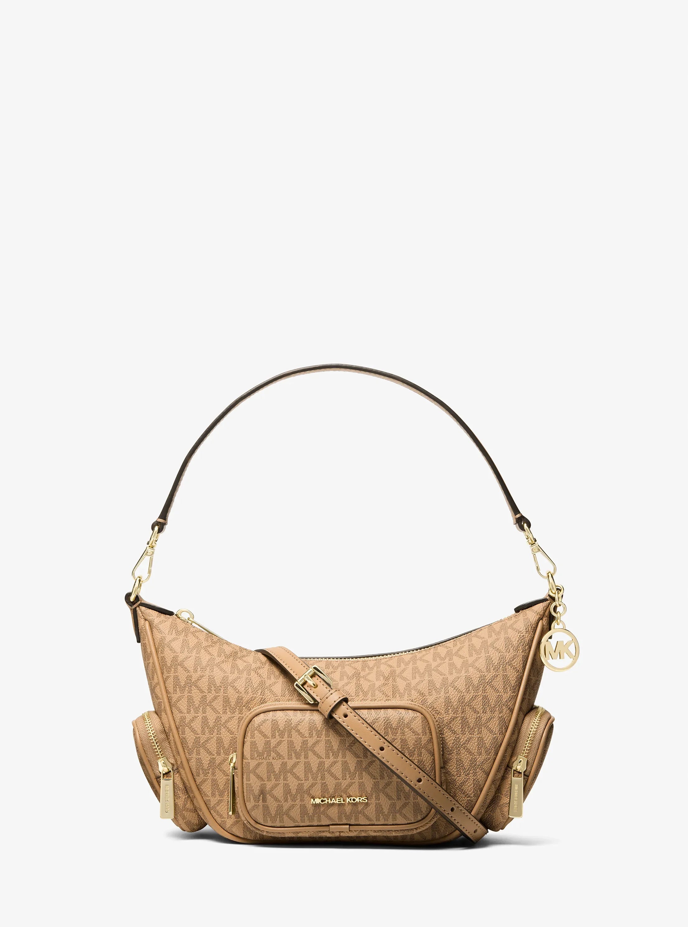Michael Kors Merritt Small Signature Logo Convertible Shoulder Bag 'Camel'