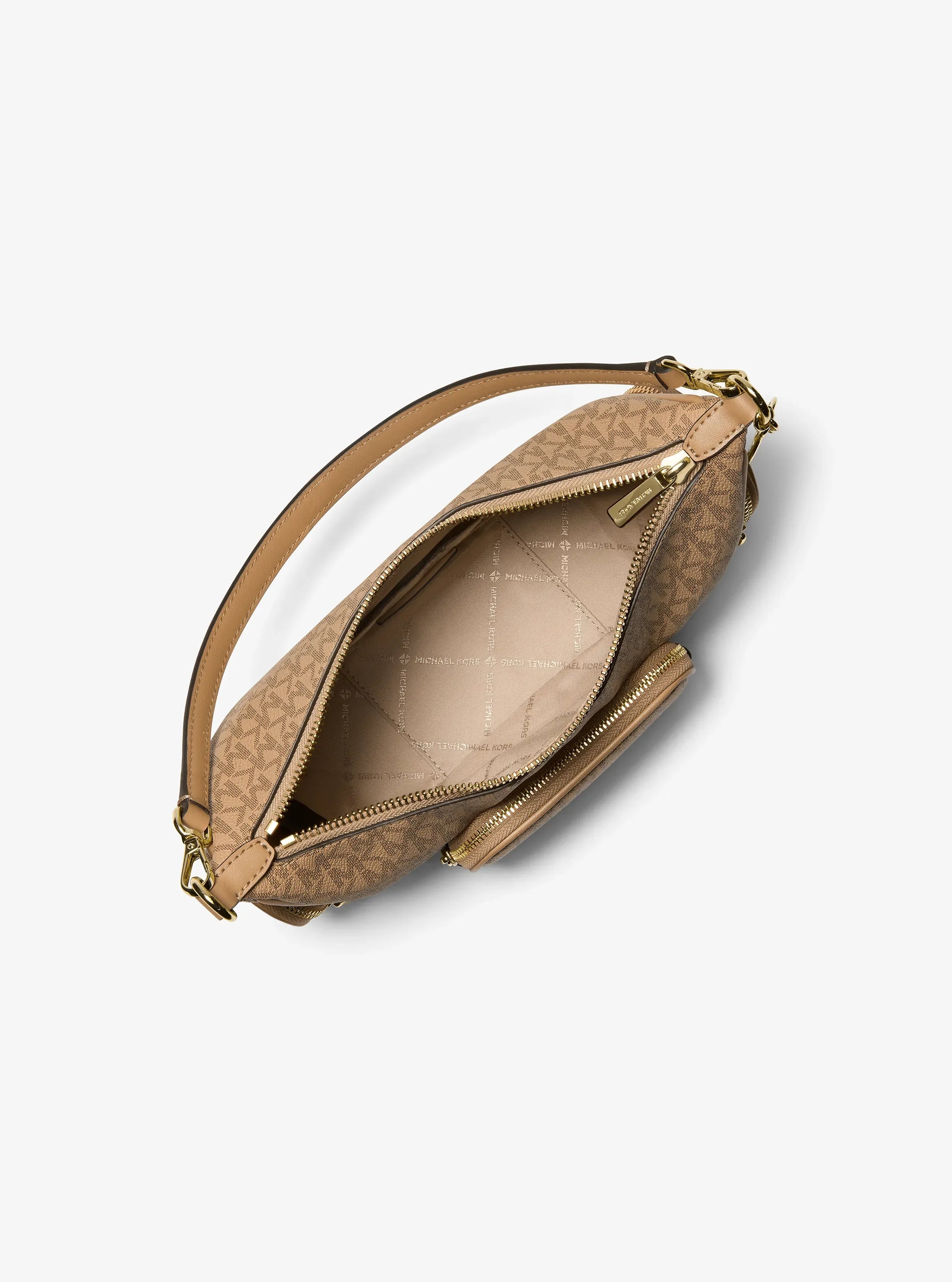 Michael Kors Merritt Small Signature Logo Convertible Shoulder Bag 'Camel'