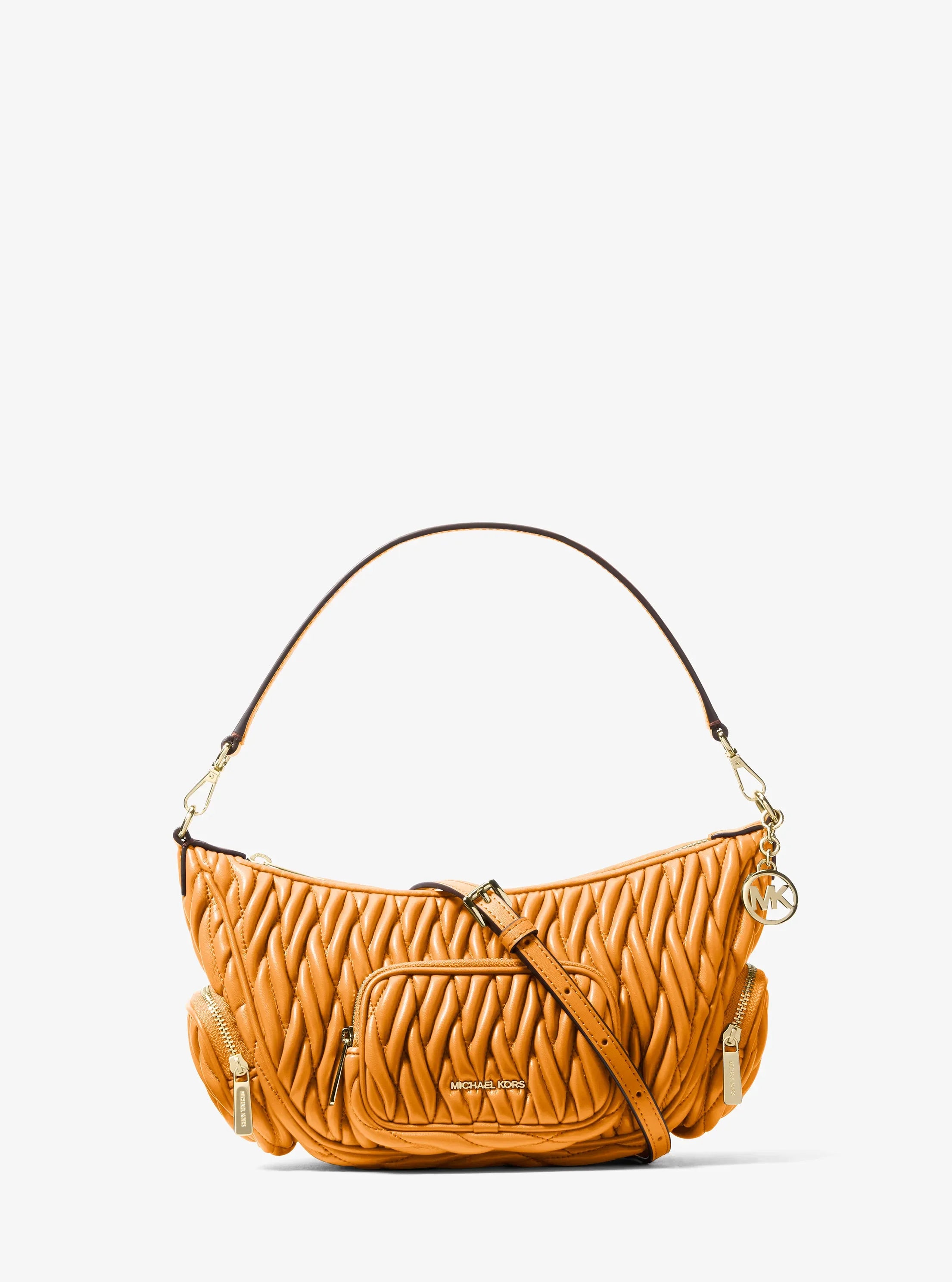 Michael Kors Merritt Matelassé Convertible Crossbody Bag 'Radiant Orange'