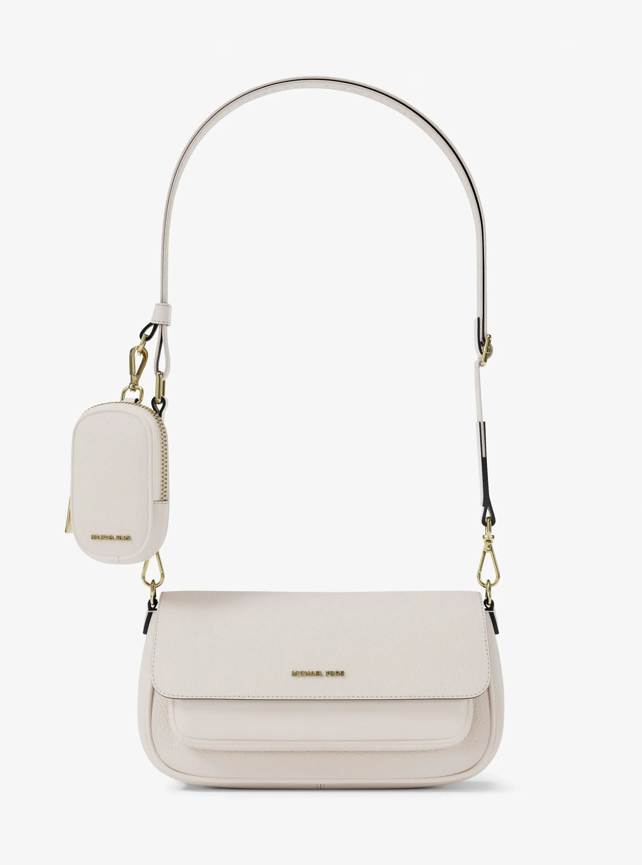 Michael Kors Jet Set Travel Small Pebbled Leather Crossbody Bag With Pouch 'LT Cream'