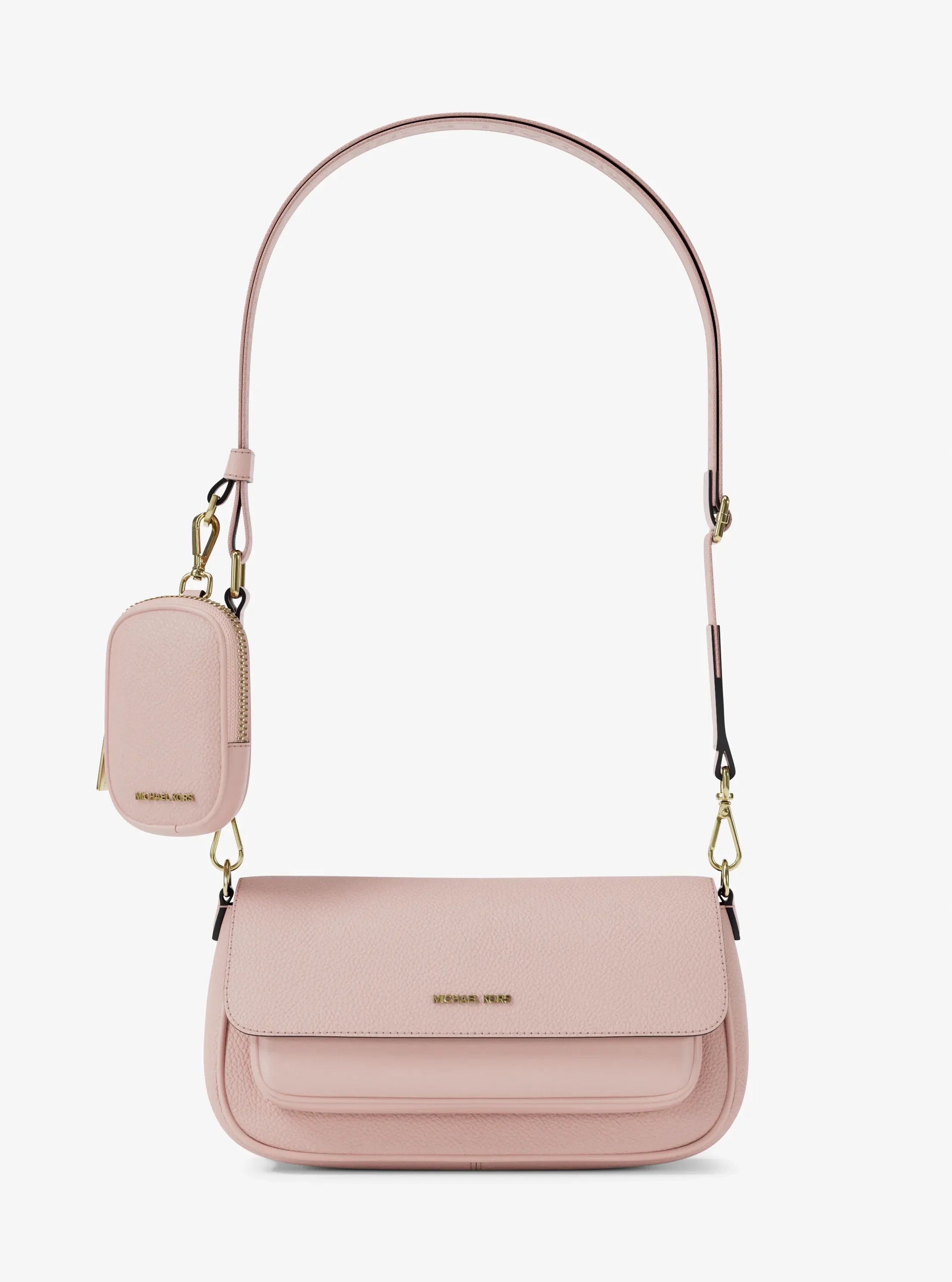 Michael Kors Jet Set Travel Small Pebbled Leather Crossbody Bag With Pouch 'Powder Blush'