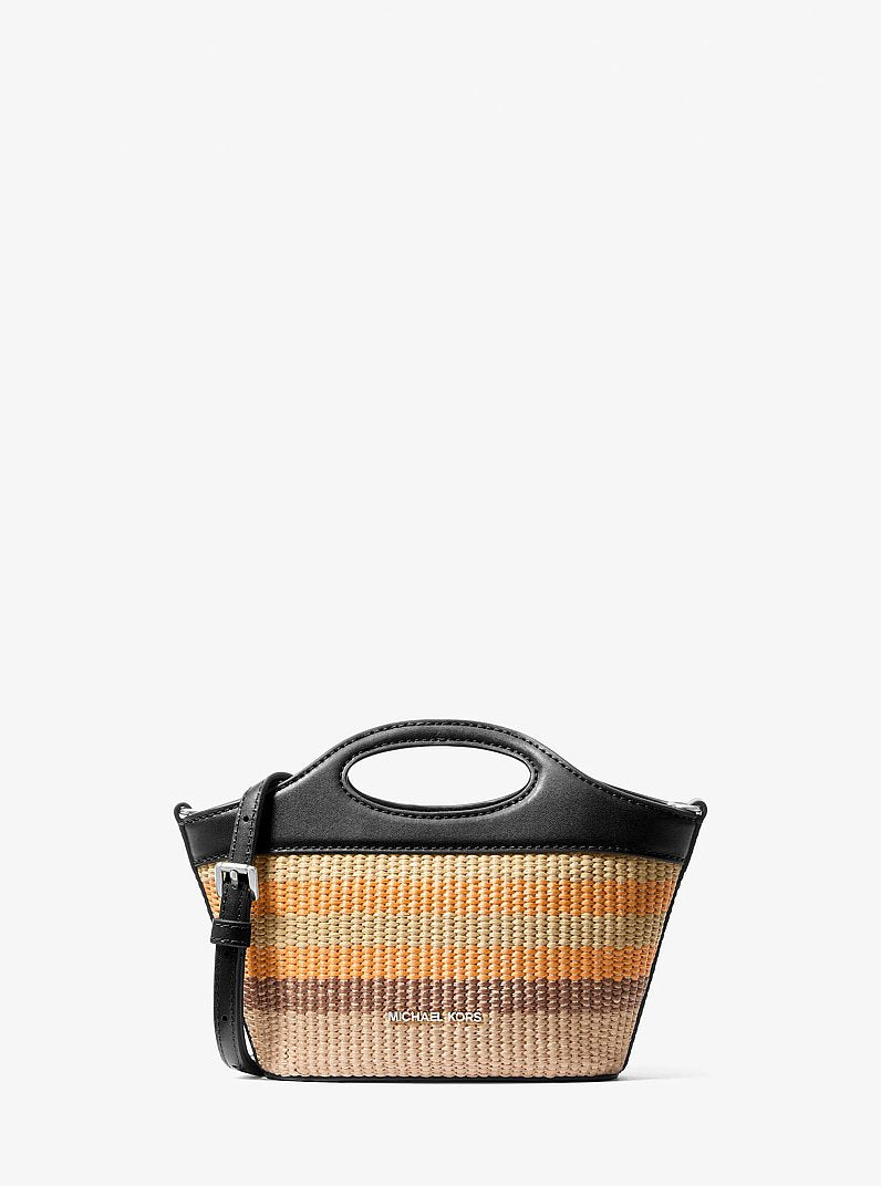Michael Kors Tatum Small Striped Woven Crossbody Bag 'Black'