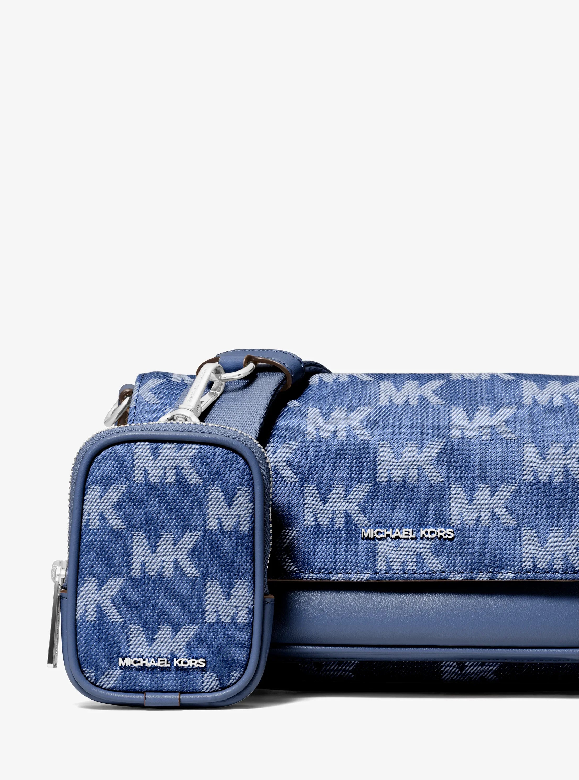 Michael Kors Jet Set Travel Small Logo Jacquard Denim Crossbody Bag With Pouch 'Denim'