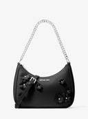 Michael Kors Jet Set Travel Large Floral Embellished Convertible Crossbody Bag 'Black'