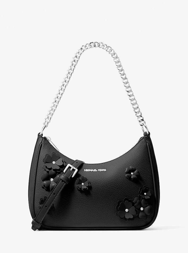 Michael Kors Jet Set Travel Large Floral Embellished Convertible Crossbody Bag 'Black'
