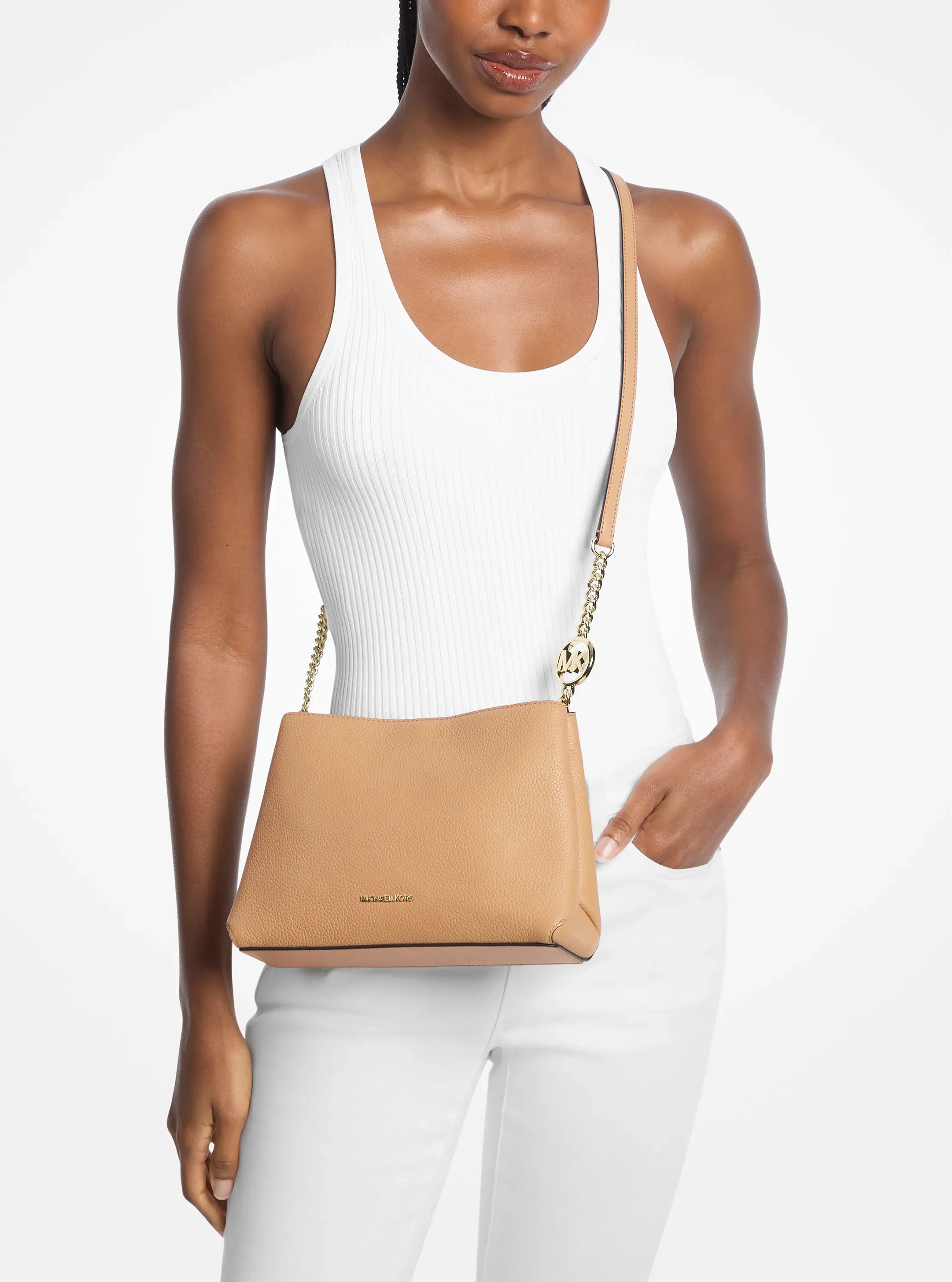 Michael Kors Christina Small Pebbled Leather Crossbody Bag 'Camel'
