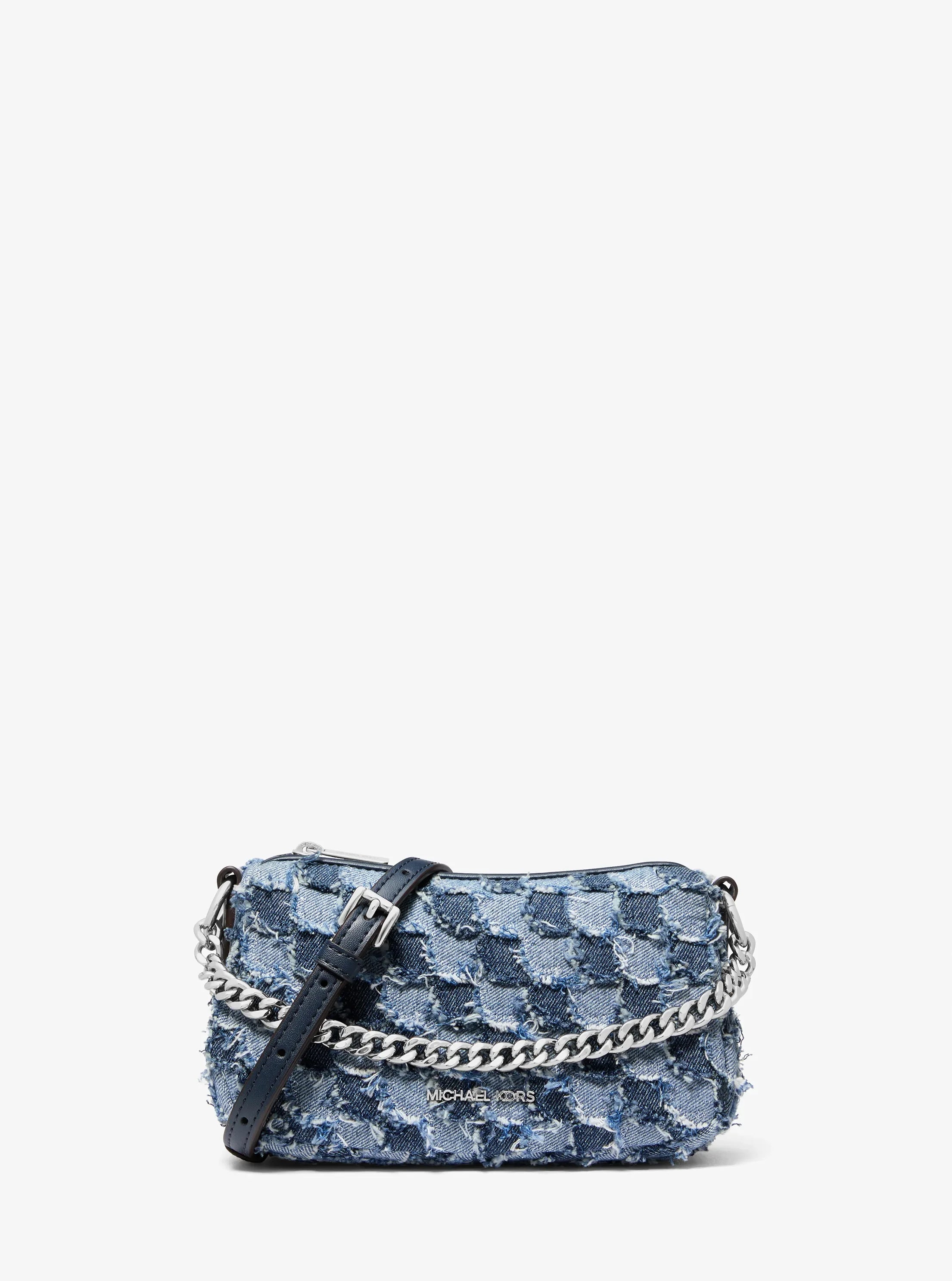Michael Kors Carmela Small Patchwork Denim Convertible Crossbody Bag 'Washed Denim'