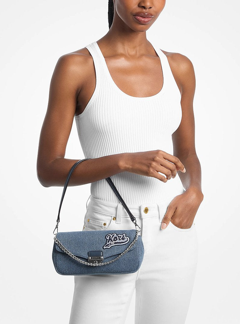 Michael Kors Soho Small Embellished Denim Convertible Crossbody Bag 'Washed Denim'
