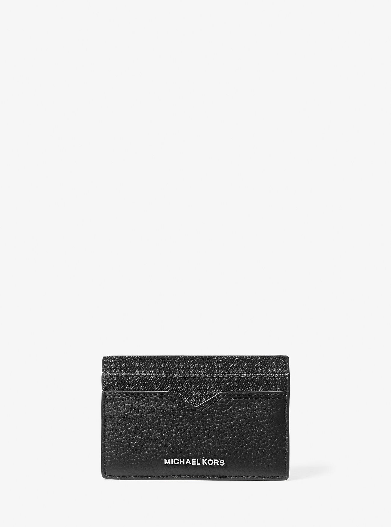 Hudson Pebbled Leather and Signature Logo Money Clip Card Case BLACK