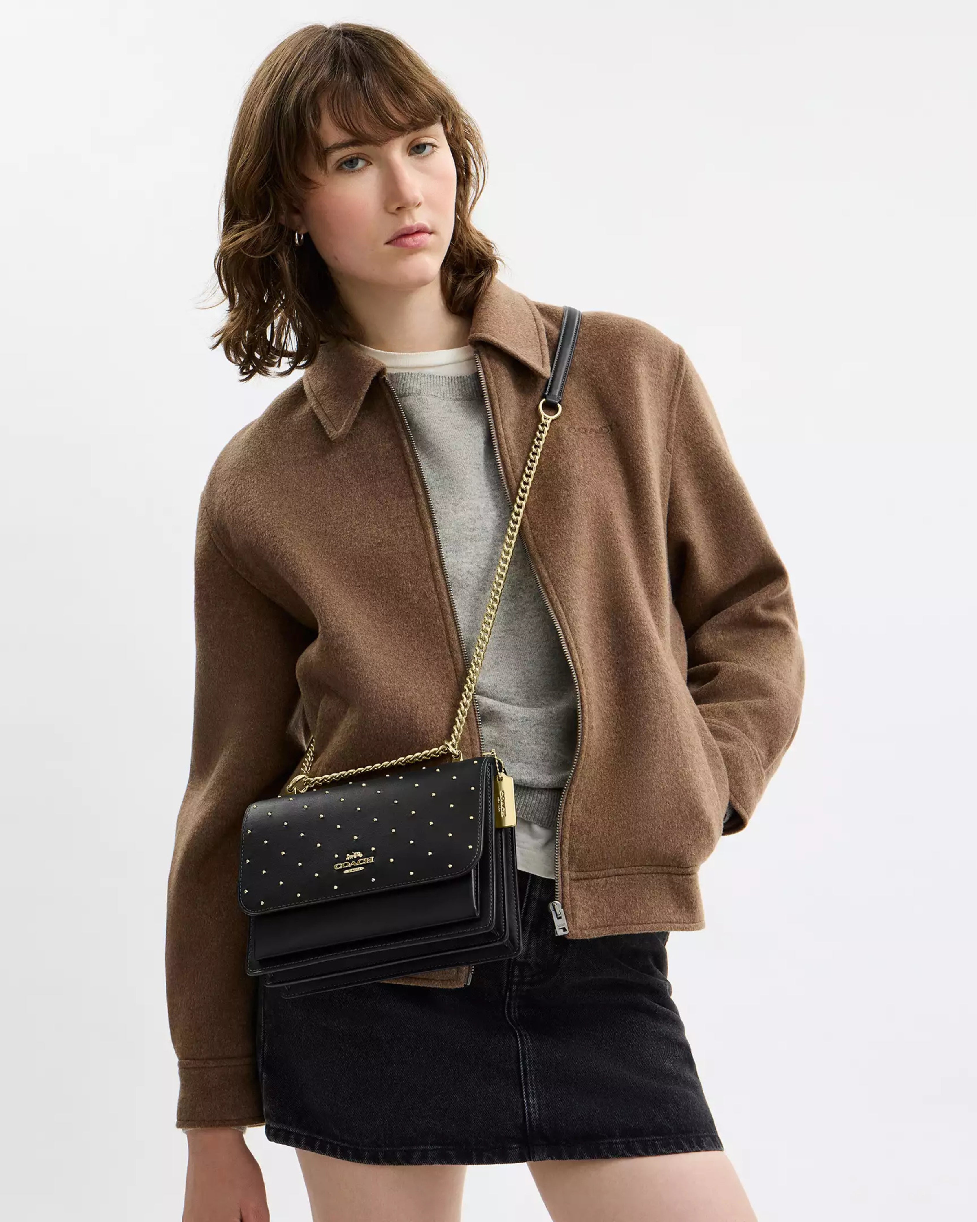 Coach Klare Crossbody Bag In Signature Canvas 'Smooth Leather Gold Black'