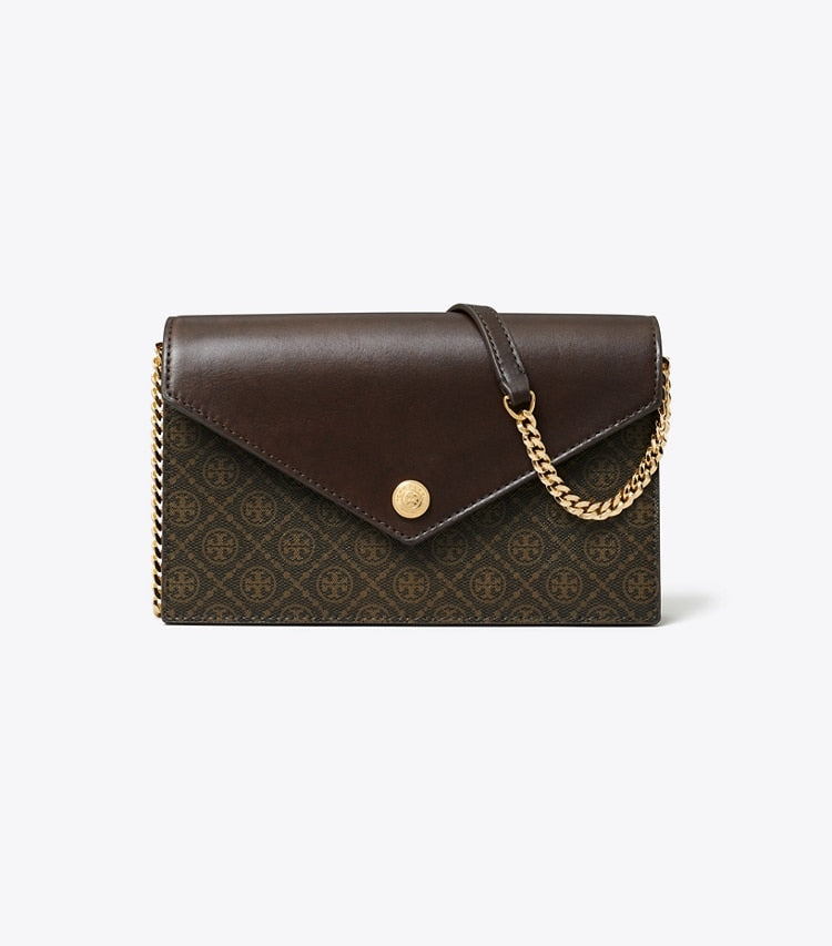 Tory Burch T Monogram Coated Canvas Envelope Crossbody French Press