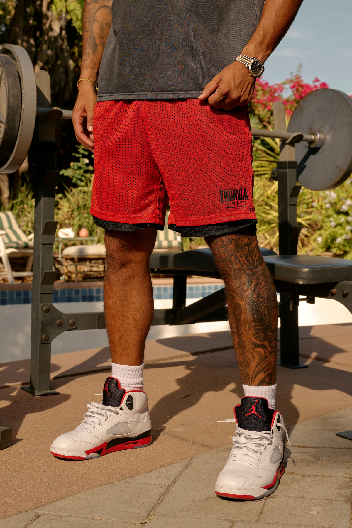 YoungLA 1092 - Double Mesh Shorts 'Red'
