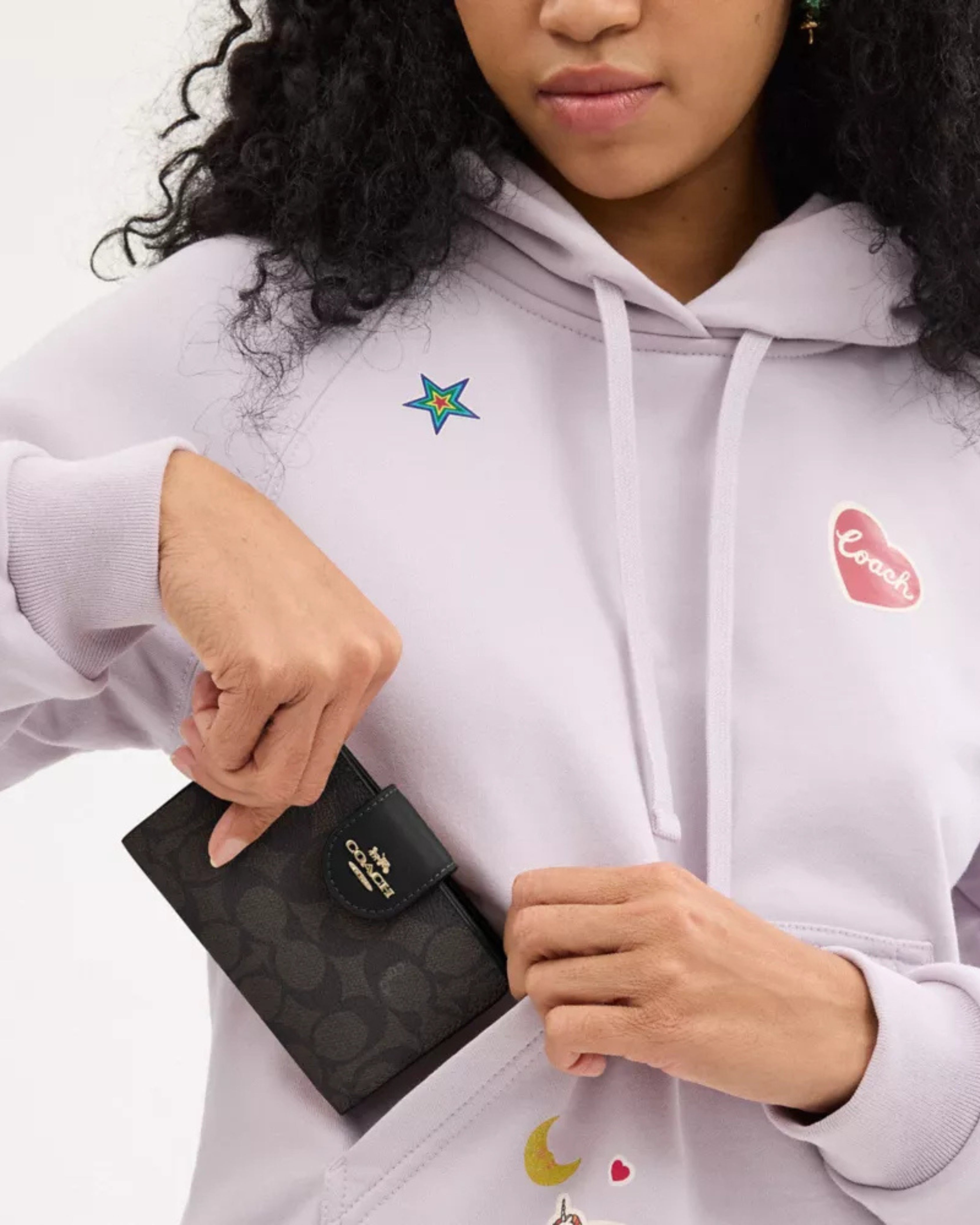 Coach Medium Corner Zip Wallet In Signature Canvas 'Gold Walnut Black'