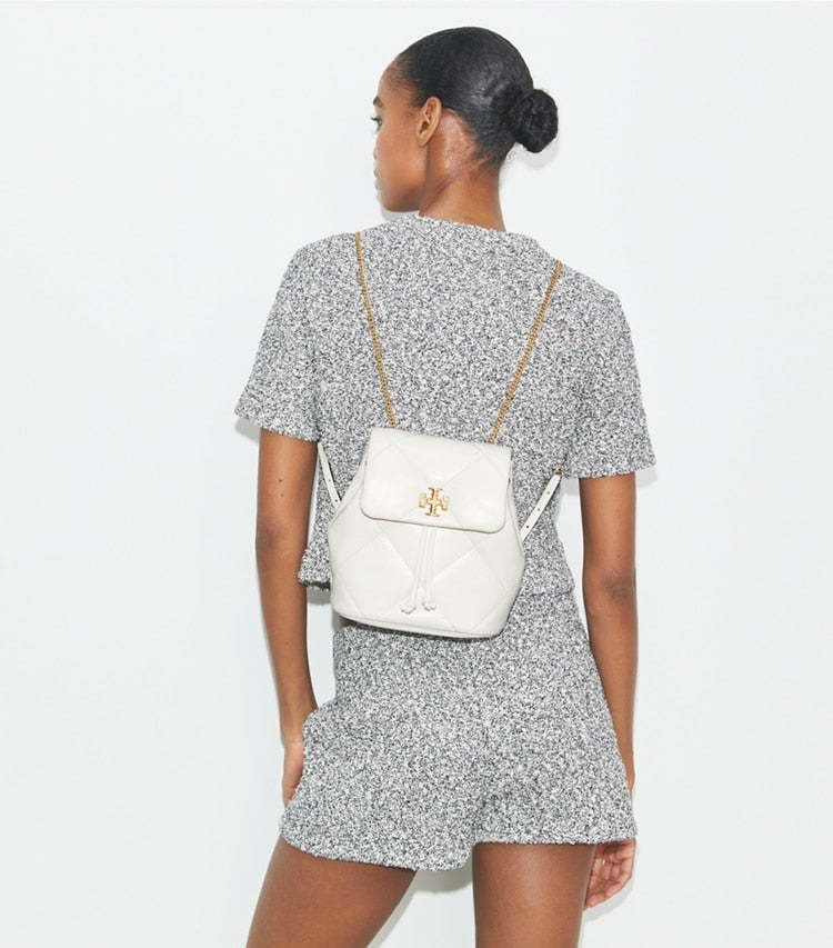Tory Burch Mini Kira Diamond Quilt Backpack Warm White